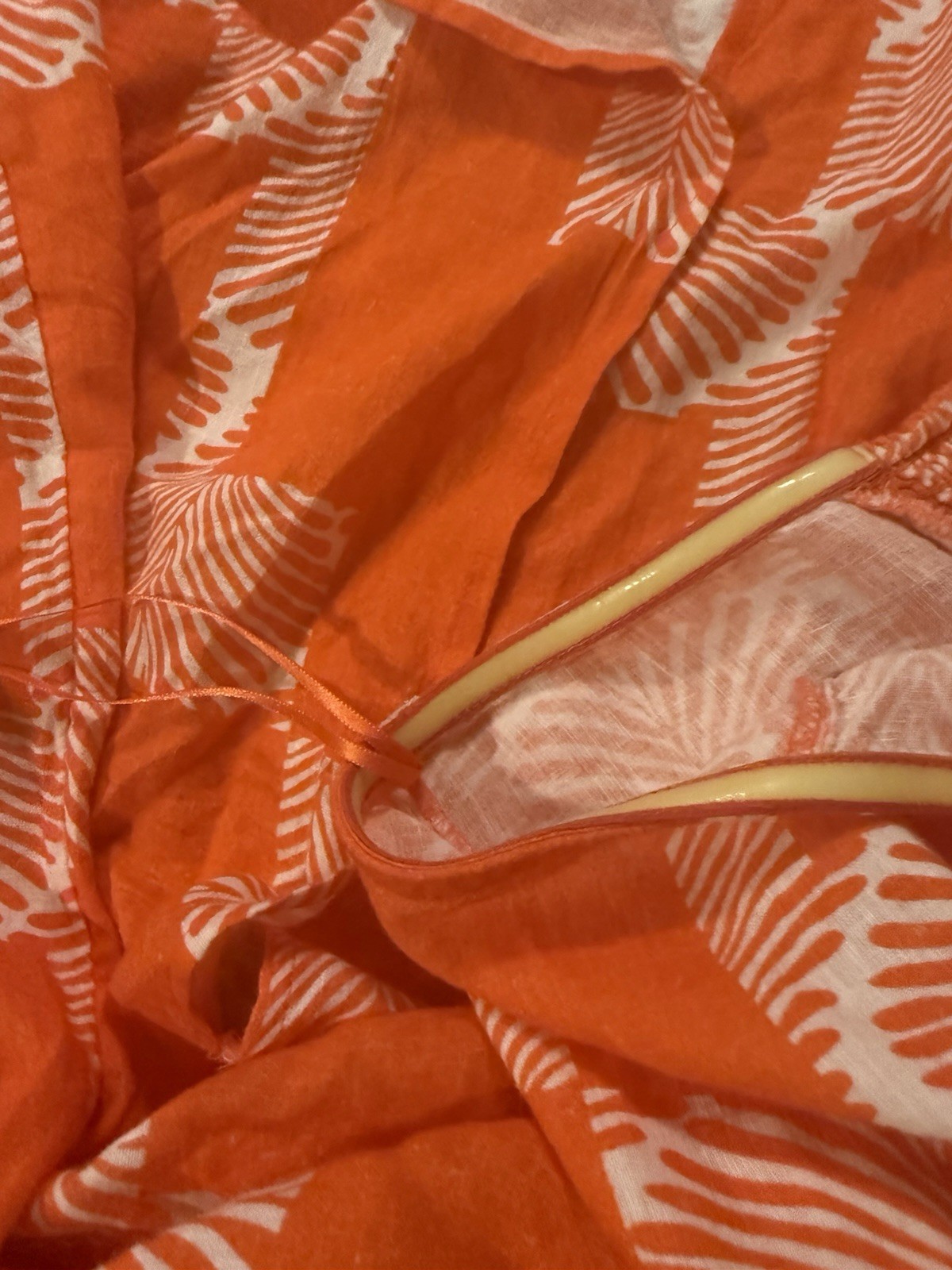 Anthropologie Orange/Red White Palm Print Smocked Midi Dress Women’s Size L