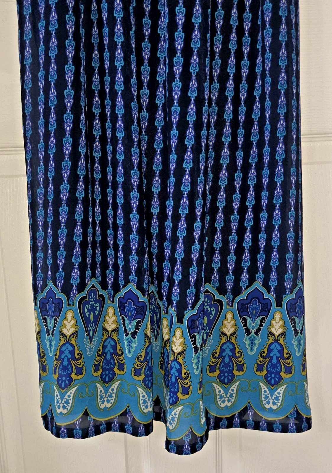 MOSSIMO Women’s Navy Blue Sheer Maxi Dress Sleeveless High Waist V-Neck Size XS