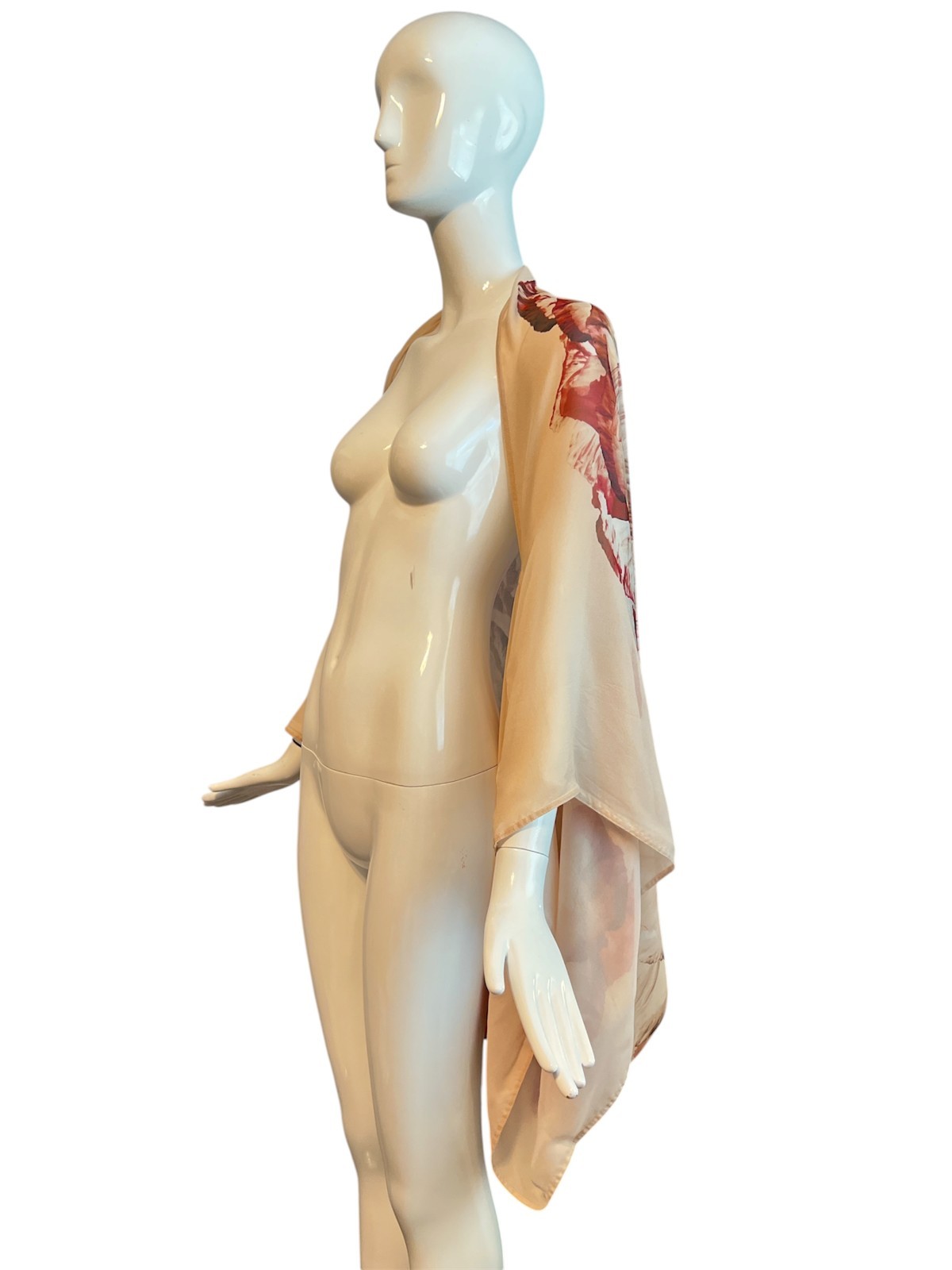 Alexander McQueen Vintage Silk Georgette Pink Cape Shawl NOS w/Tags!