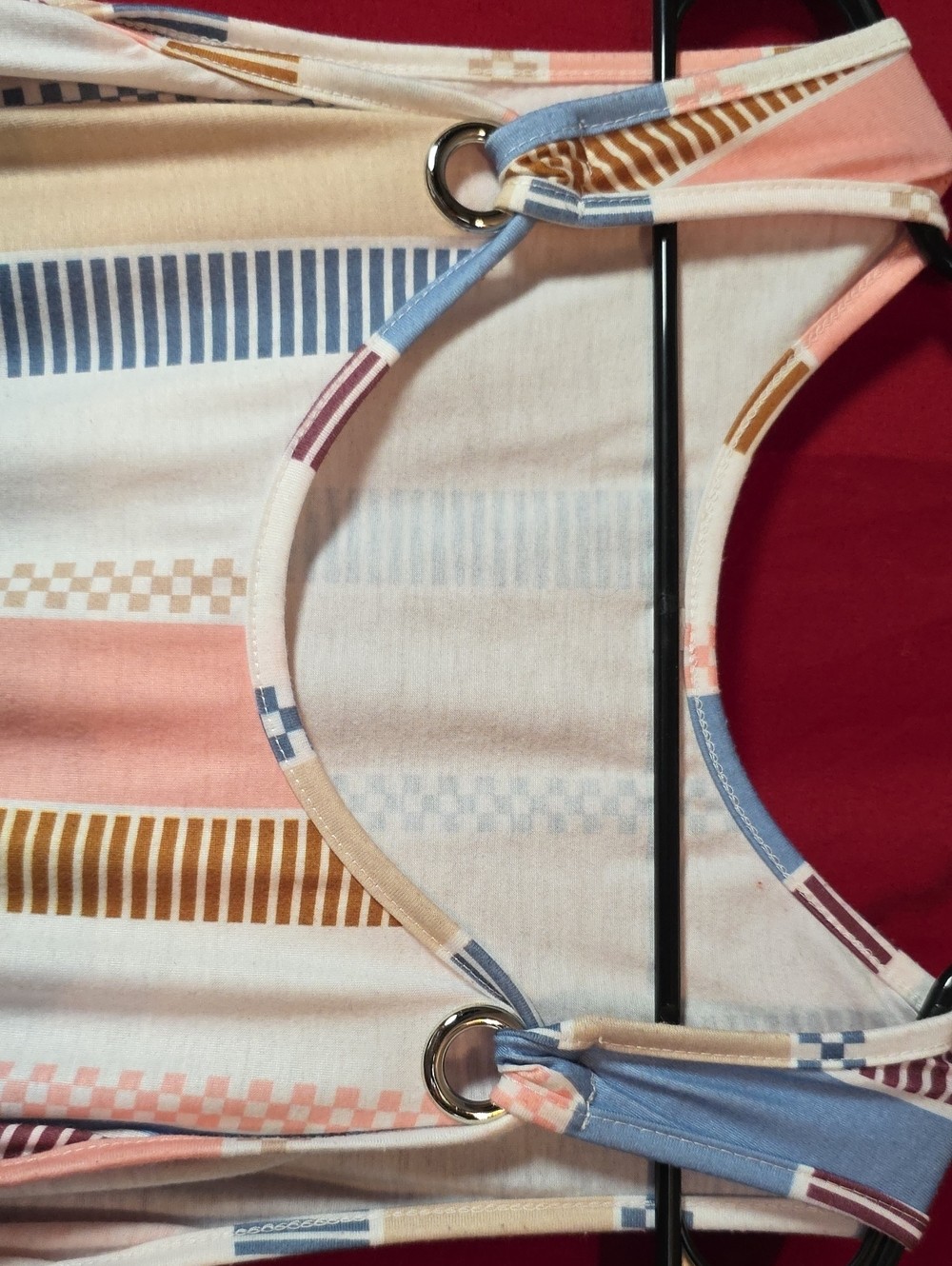 Patchwork Striped Pastel Tiered Sundress – Pink Blue Cream