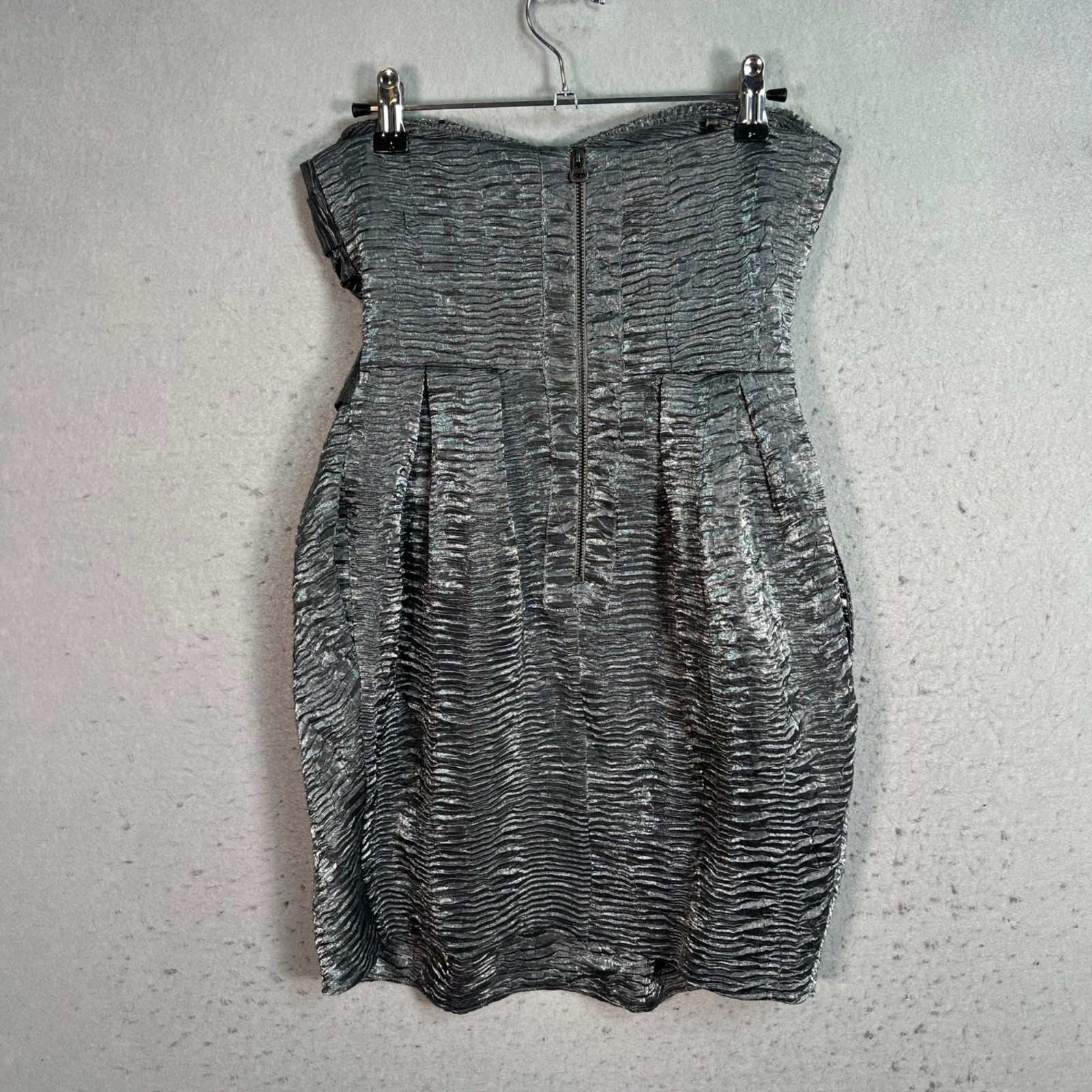 BCBG Generation Womens Size 0 Strapless Metallic Textured Mini Dress