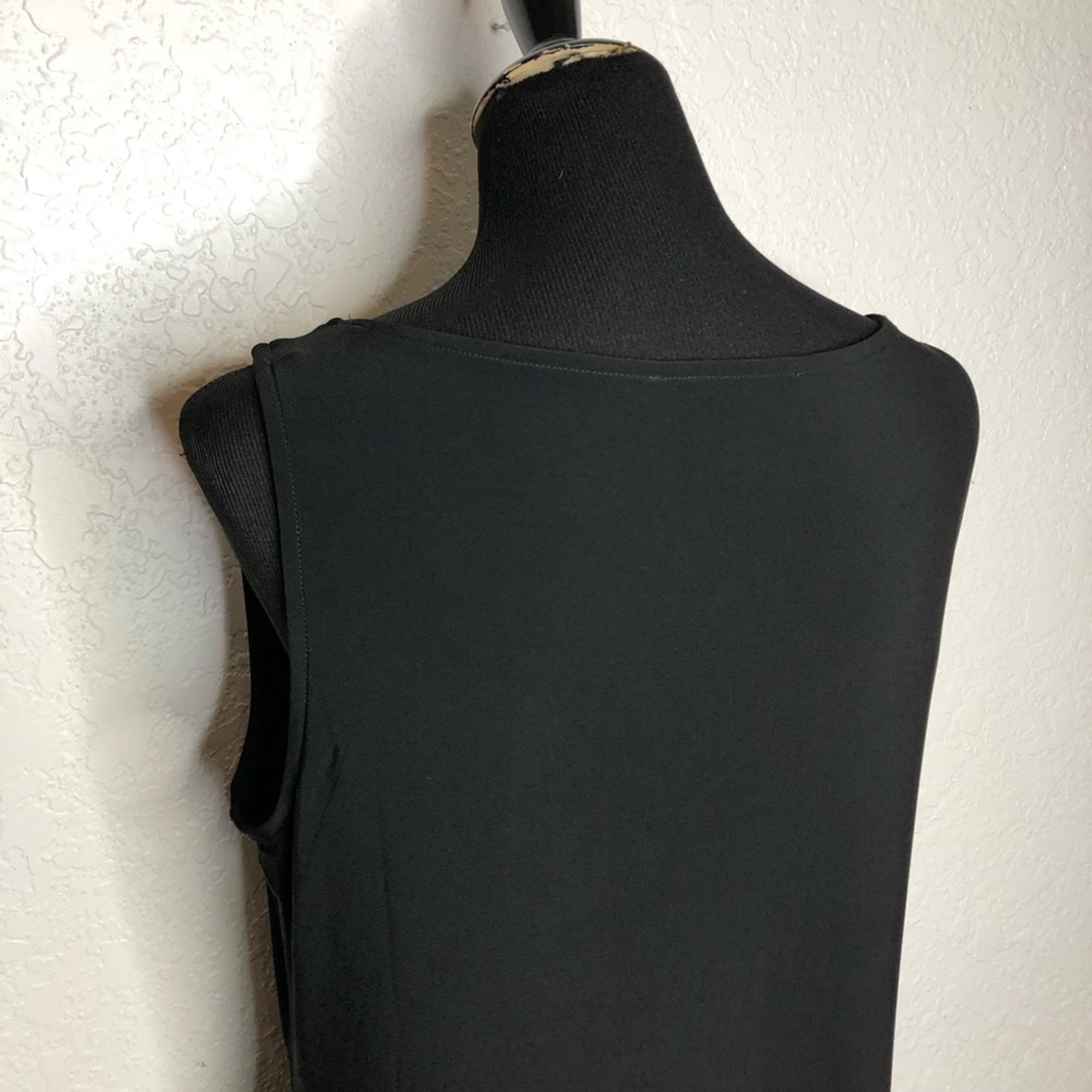 WHBM black silver beaded neckline pleated hem sleeveless dress size Large