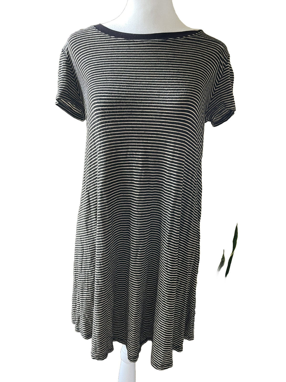 Forever 21 Size Small Short Sleeve Tan And Black Striped Casual Dress