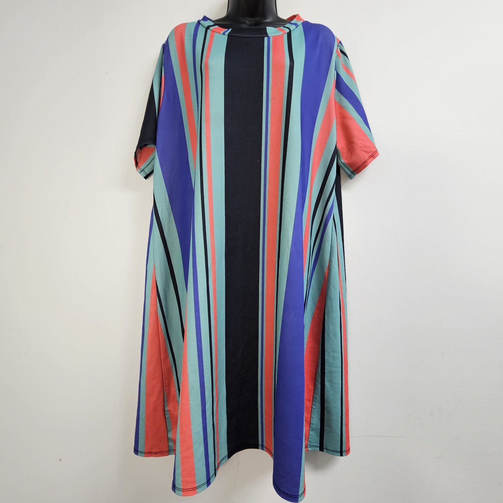 Pink Clove Dress Women size 20 Black Blue Red Stripes