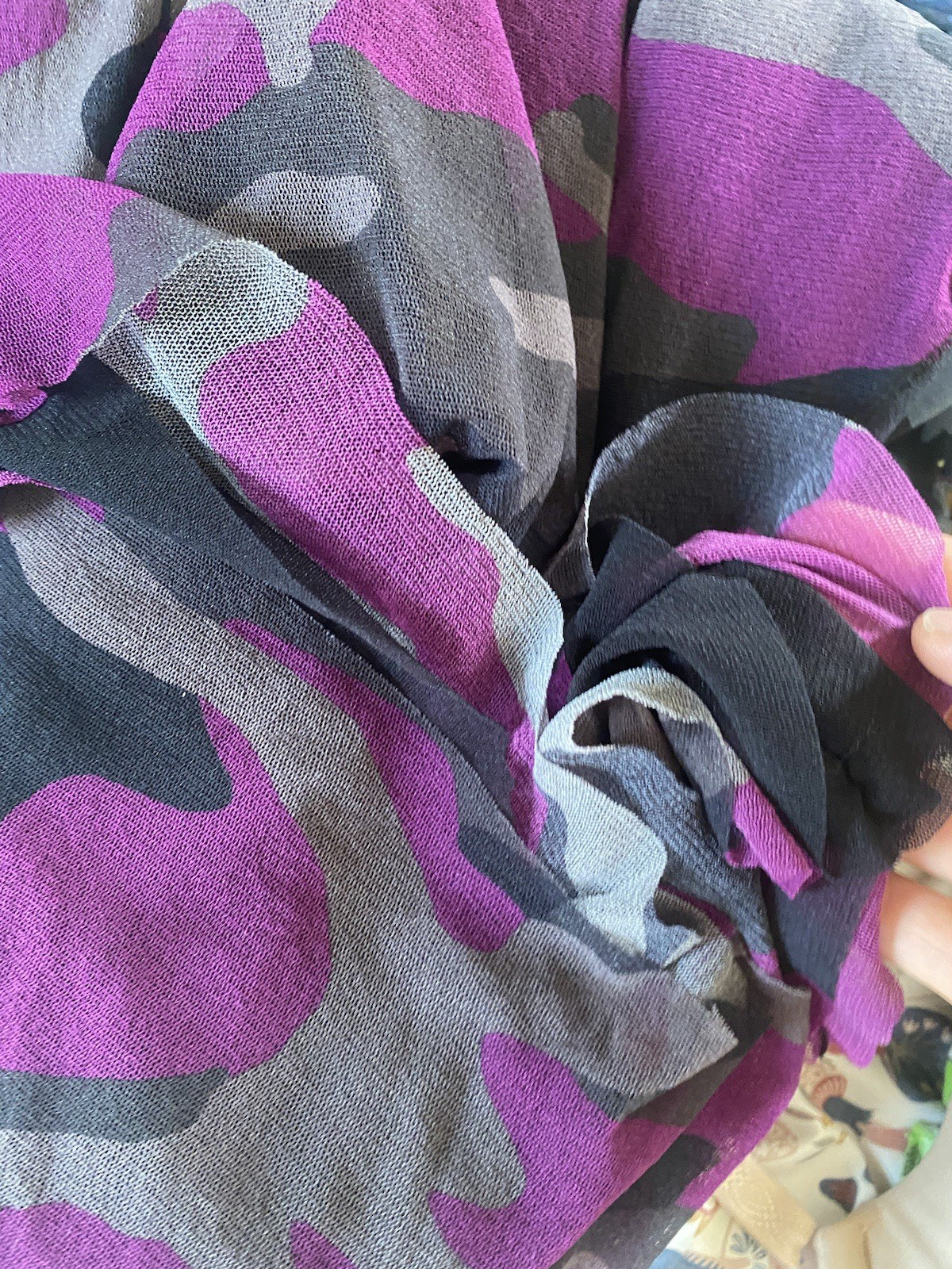 Jean Paul Gaultier Soleil Sheer Purple grey Camouflage long sleeve Dress m