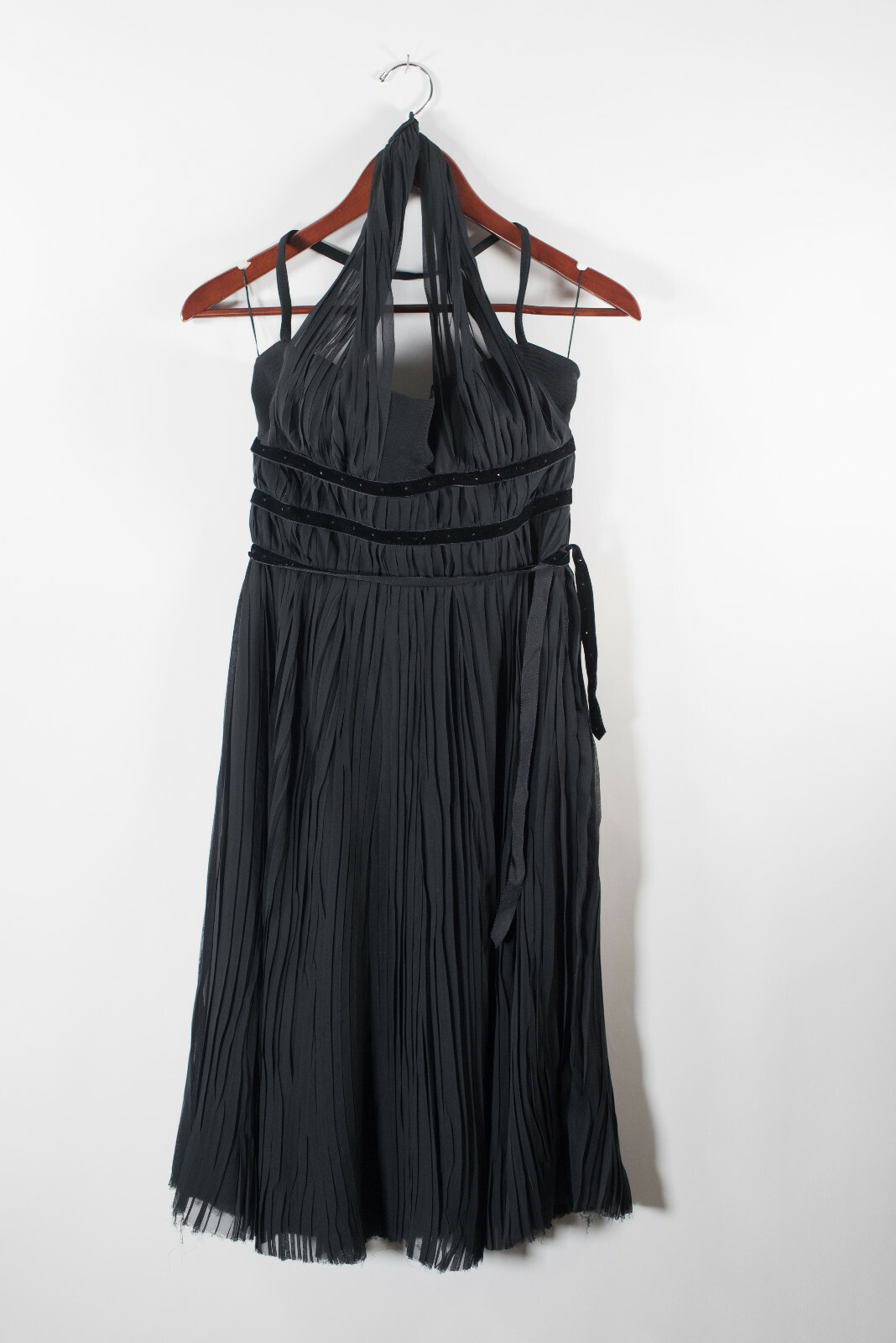 Max Mara Womens Size 8 Medium Black Dress Backless Pleated Cocktail Gown $1695