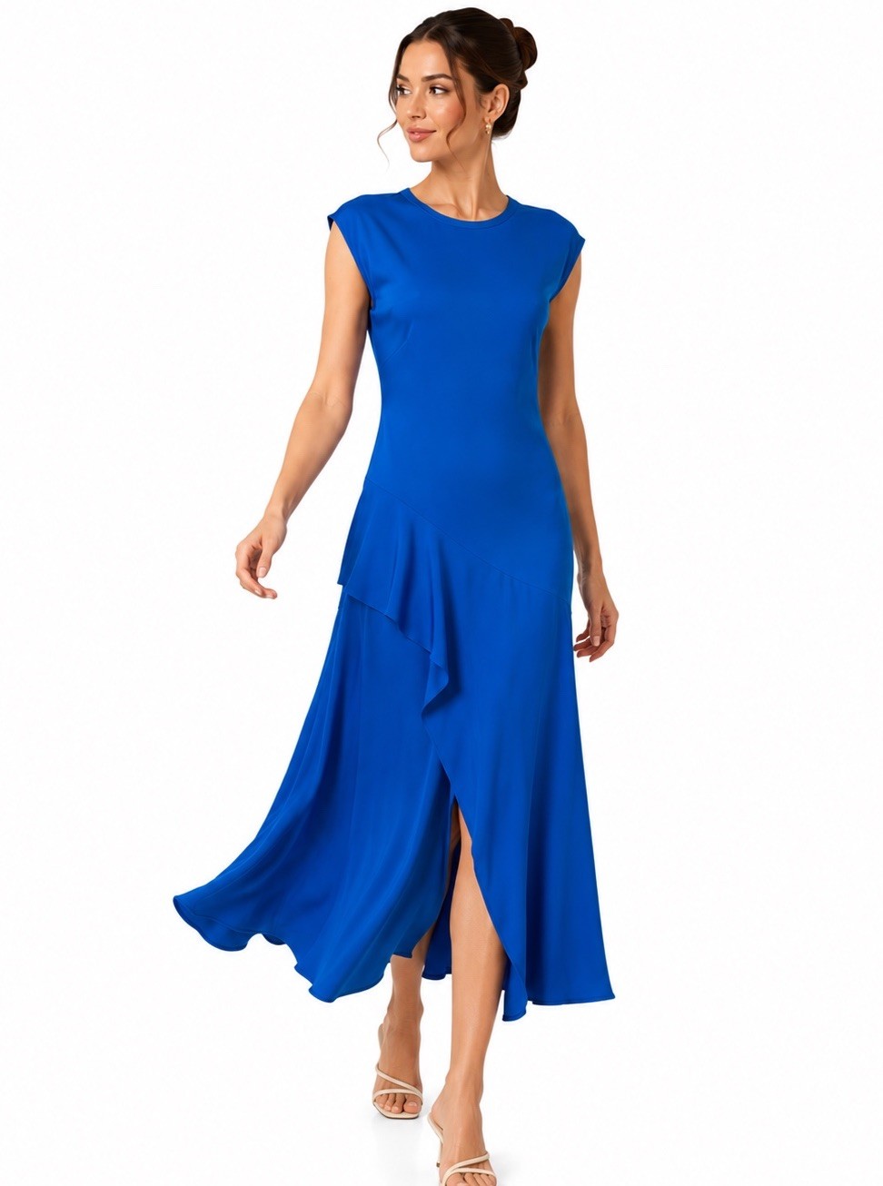 NWT Kobi Halperin Lili Bias Cut Blue Jay Long Midi Dress Evening Wedding Guest S