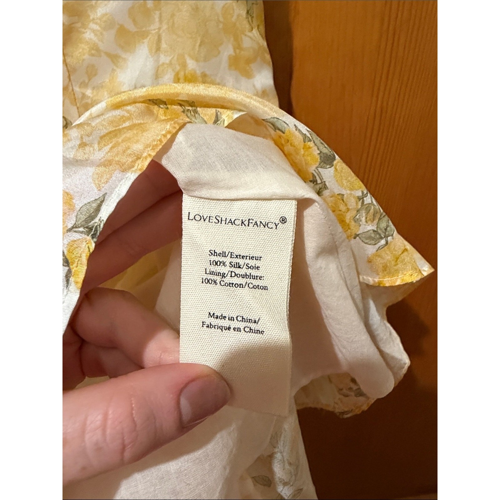 LoveShackFancy Russ Silk Floral Mini Dress Lemon Daydream