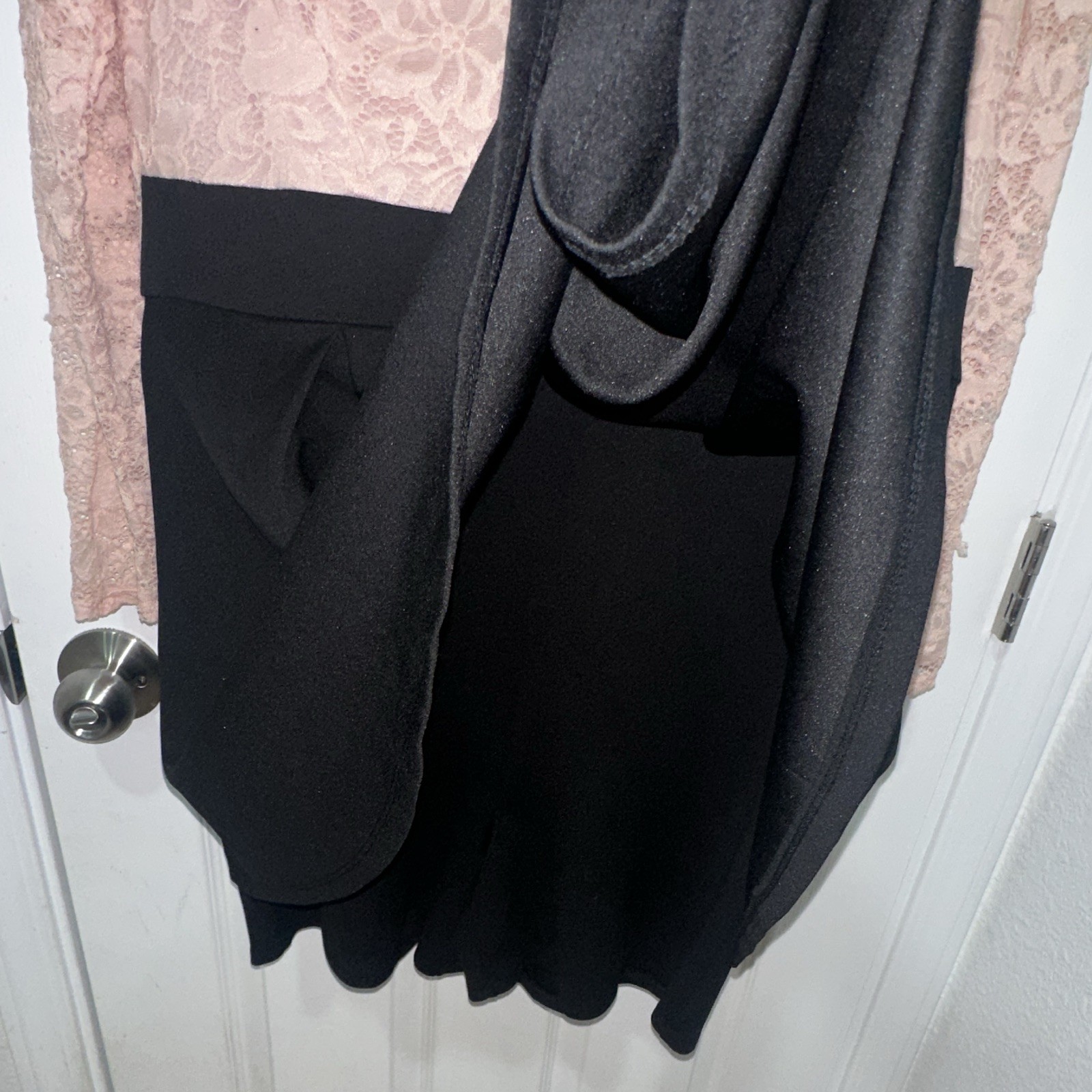 Pink/Black Floral Lace V-Neck Long Sleeve Fit & Flare Mini Dress 3x Stretch