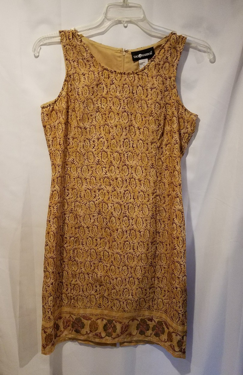 SAG HARBOR Women’s Size 8 Beige Print Sleeveless Dress (E15)