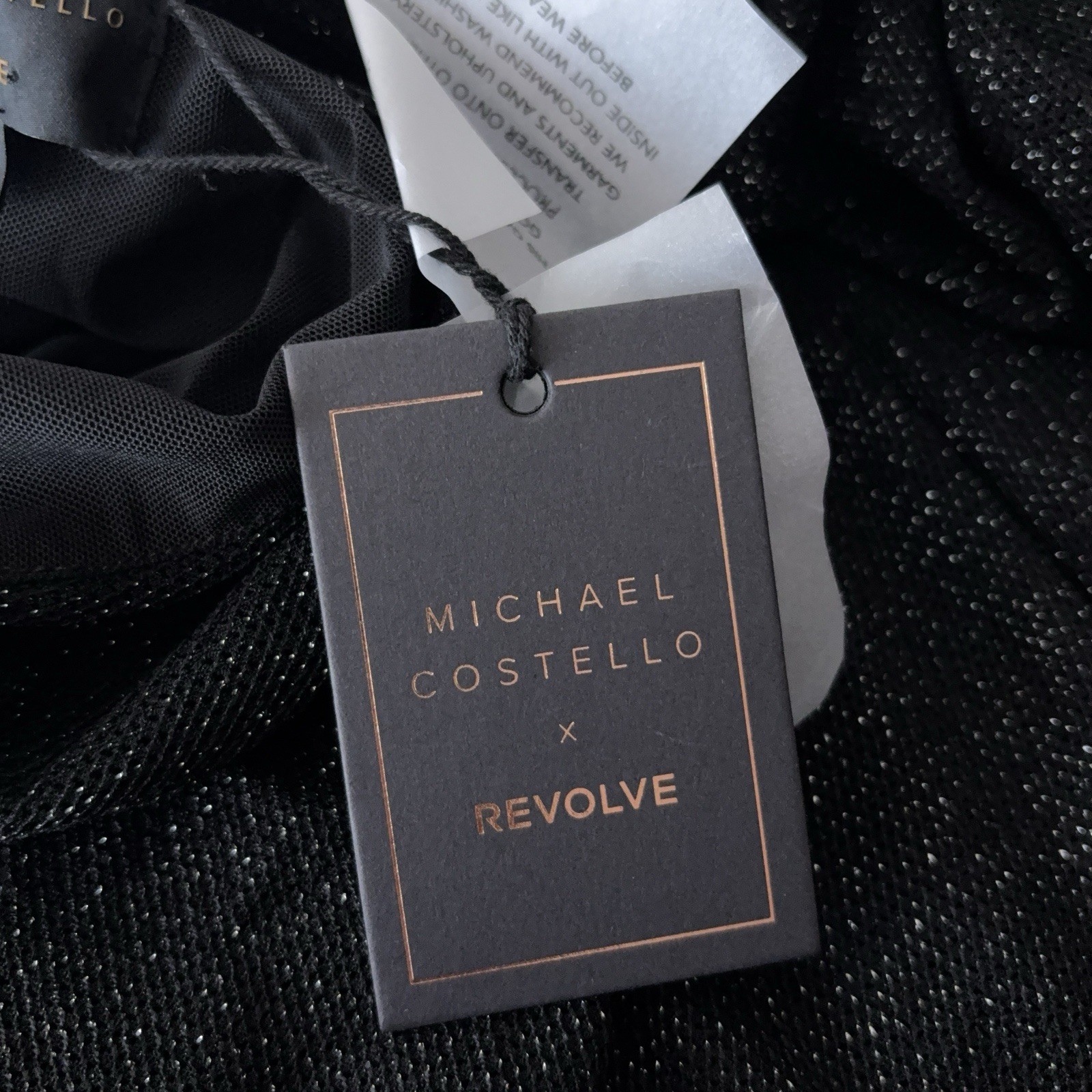 MICHAEL COSTELLO X REVOLVE Fairleigh Gown Dress Womens Size Large Black Shimmer