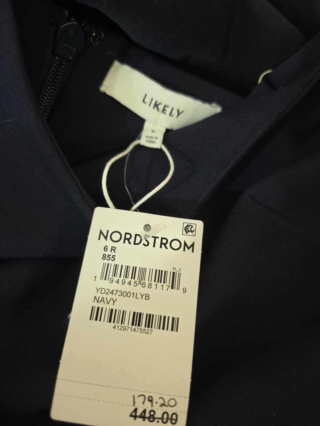 Likely Arissa Ruffle Trim Ballgown Dress Gown Navy, Size 6