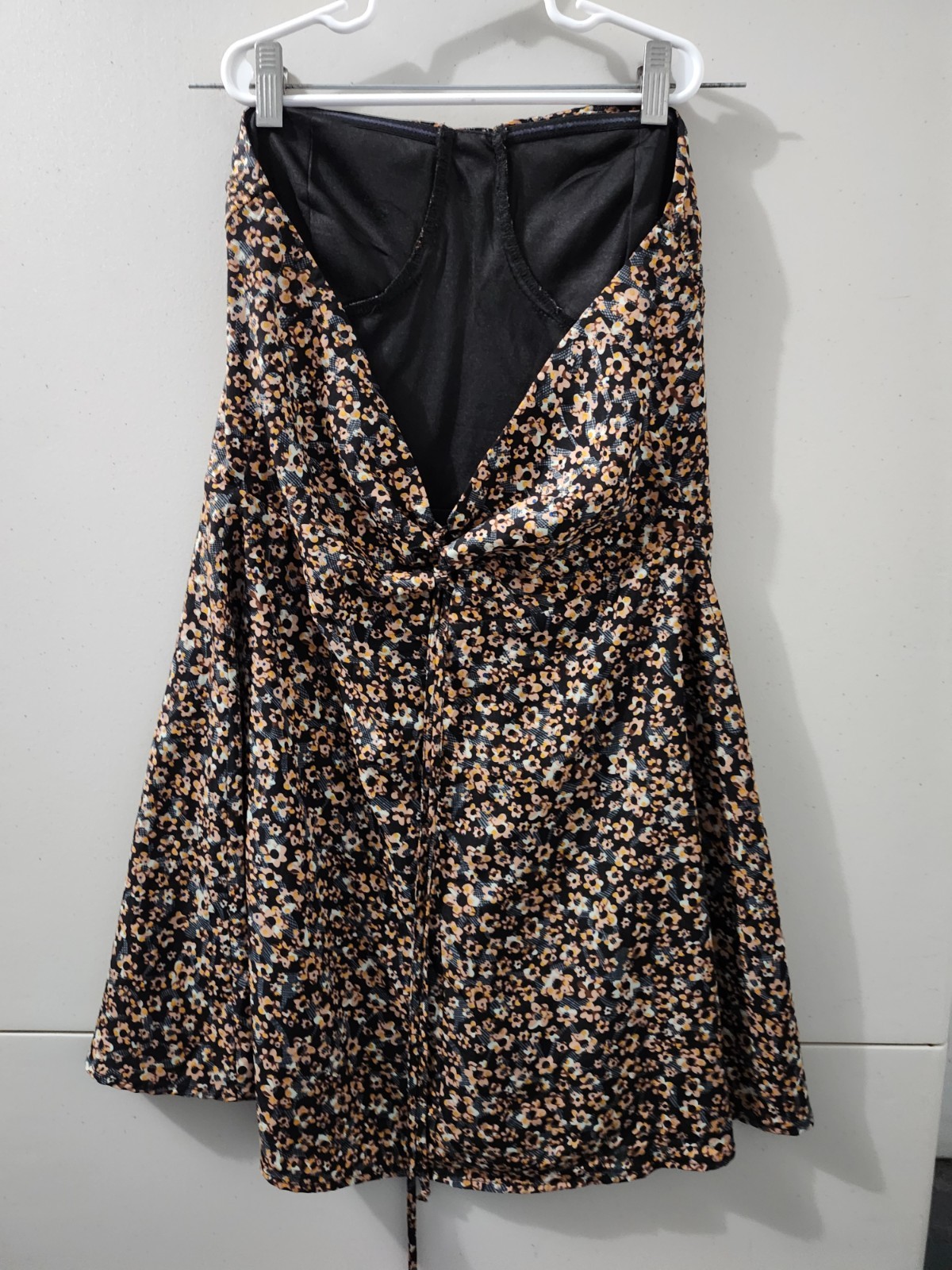 Pacsun LA Hearts Dress Womens L Blue Tube Strapless Mini Floral Babydoll Tie New