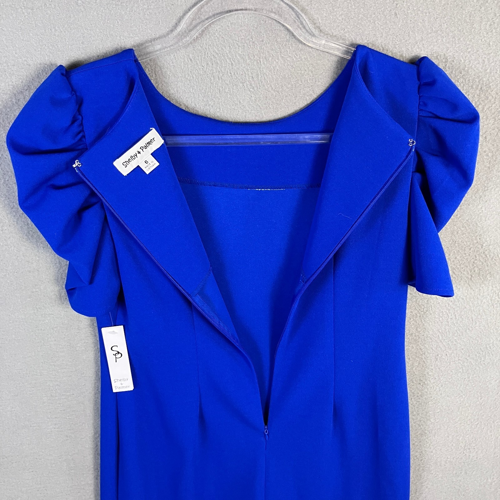 Shelby & Palmer Women’s Sheath Dress Size 6 Vibrant Blue Puff Sleeve Stretch NWT
