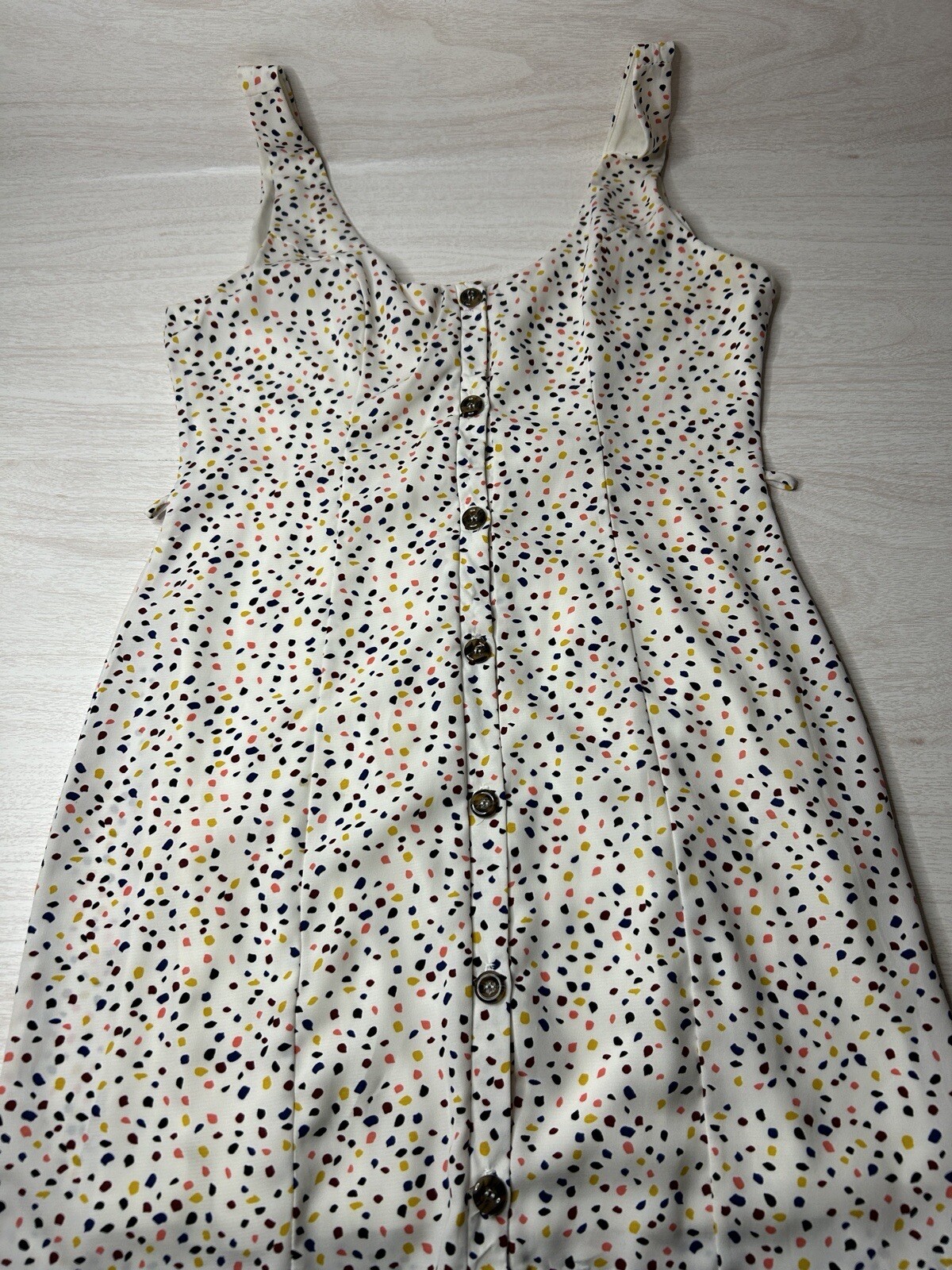 Emory Park Lined Polka Dot Summer Dress Button Closure Womens Small