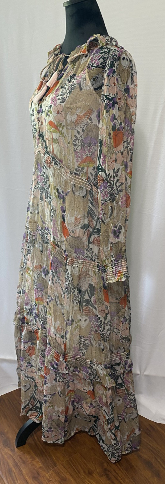 Anthropologie Marais Owl Cupro Boho Maxi Dress Slip NWT XS India