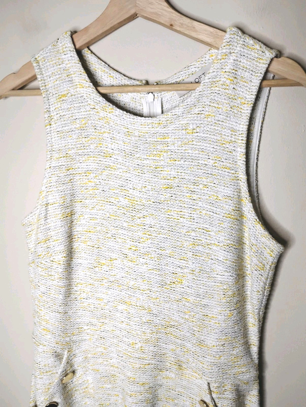 LOFT Marled Knit Dress Sleeveless Drop Waist With Pockets Flounce Hem Size 4 NWT