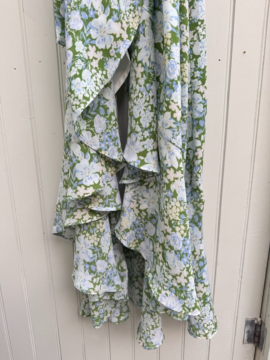 Lulus Rite of Spring Green Floral Print Cold-Shoulder Wrap Dress