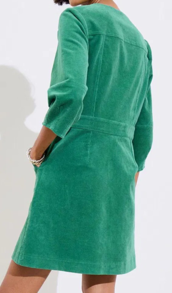 Oliver Bonas Green Corduroy V-Neck Mini Dress UK Size 10