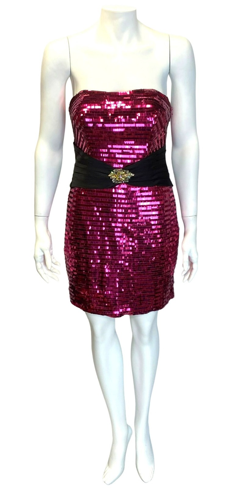 Vintage 90s Alyce Paris Pink XS Sequin Strapless Straps Short Mini Dress NWT!