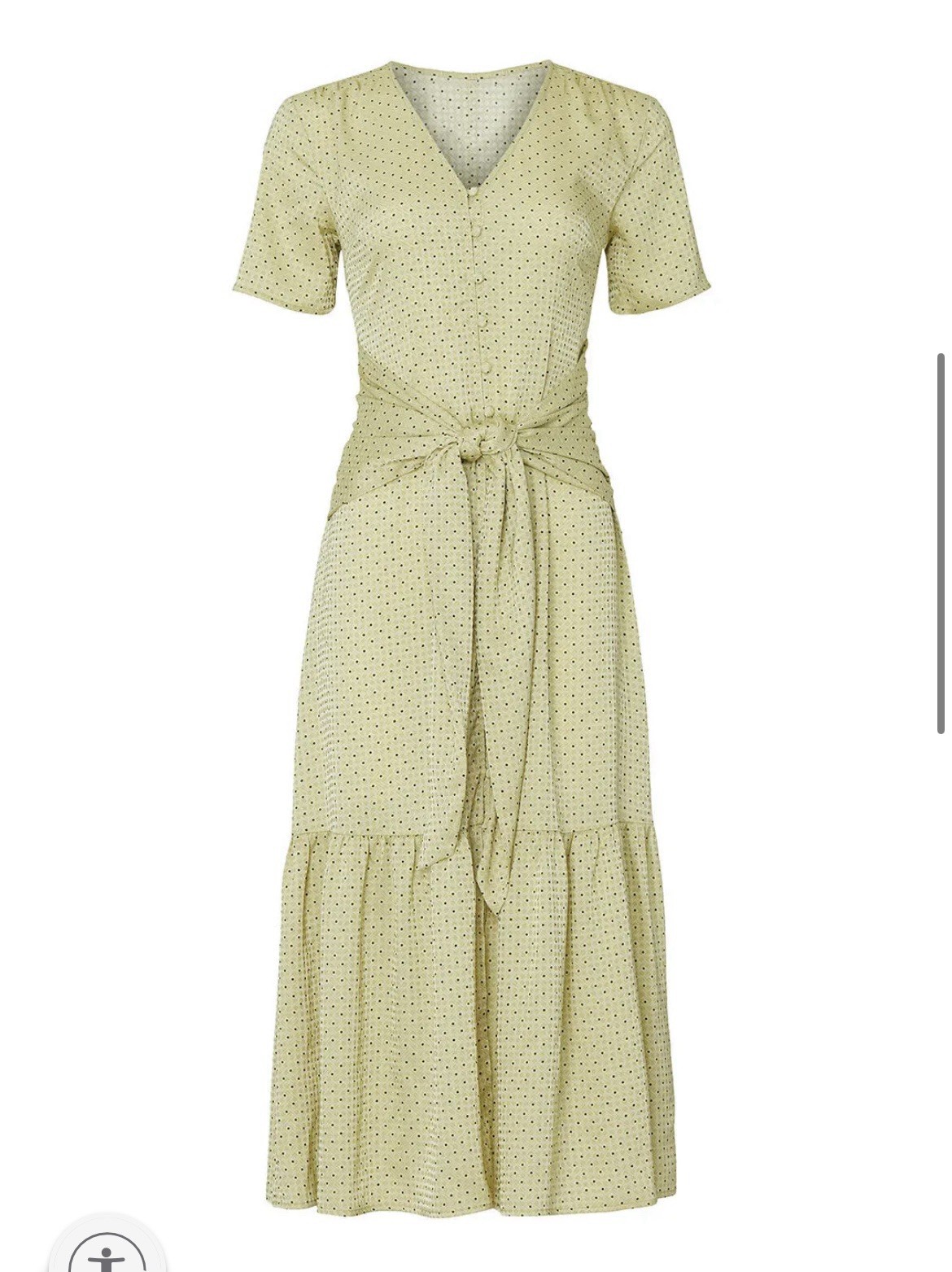 ANTHROPOLOGIE X LOVE, WHIT CITRON DOT TIE WAIST MIDI DRESS