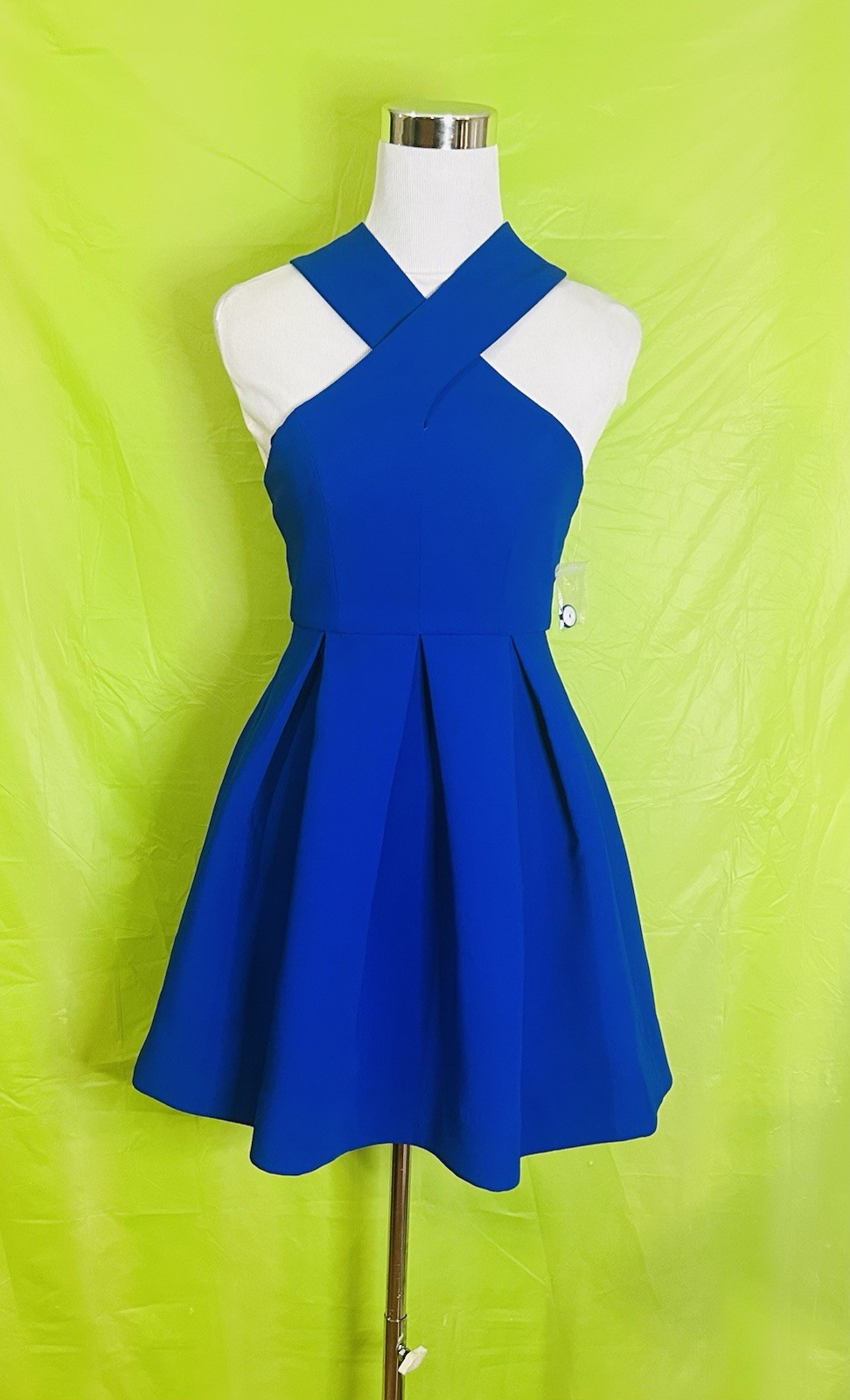 AQ/AQ Maverick Women’s Size 2 Cobalt Blue Halter Mini Wedding Guest Dress New