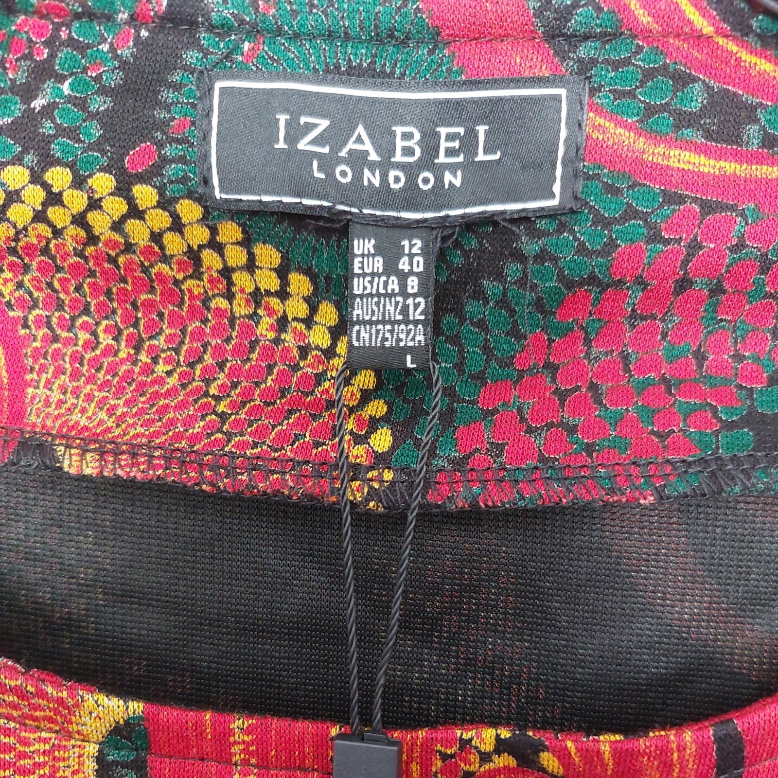 Izabel London Circular Patterns Print 3/4 Sleeve Short Shift Dress UK12 EU40 NEW