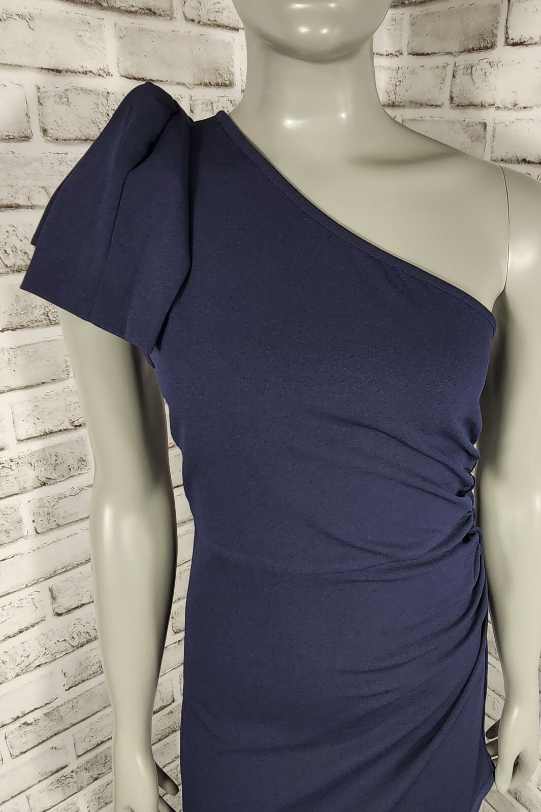 Anrabess One Shoulder Midi Dress Size Medium Navy Blue Mermaid Hem NWT