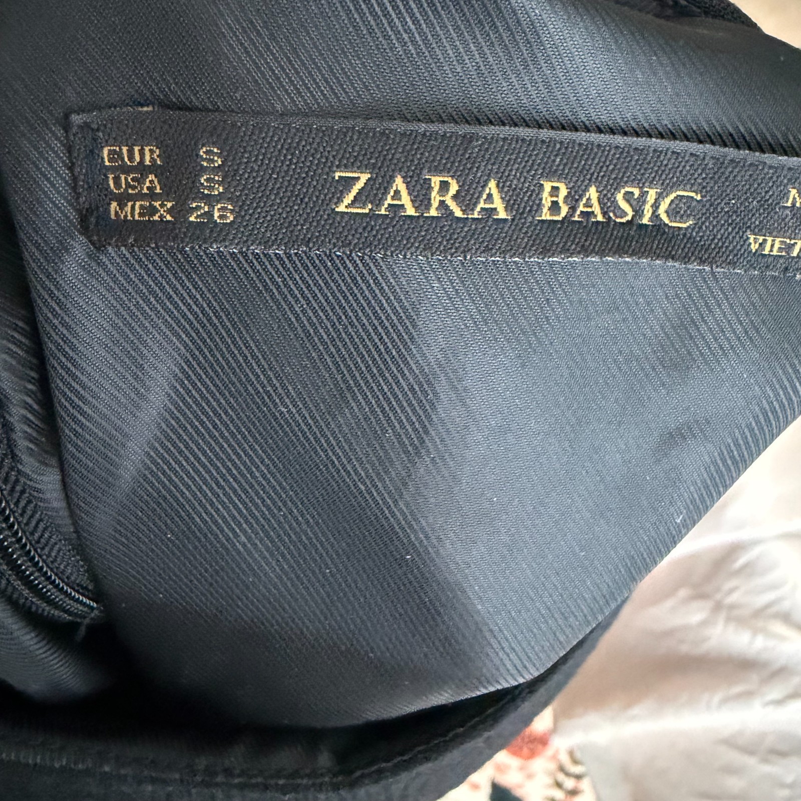 Zara Basic Black Sleeveless Dress Gold Metal Belt Minimalist Career Chic Size S