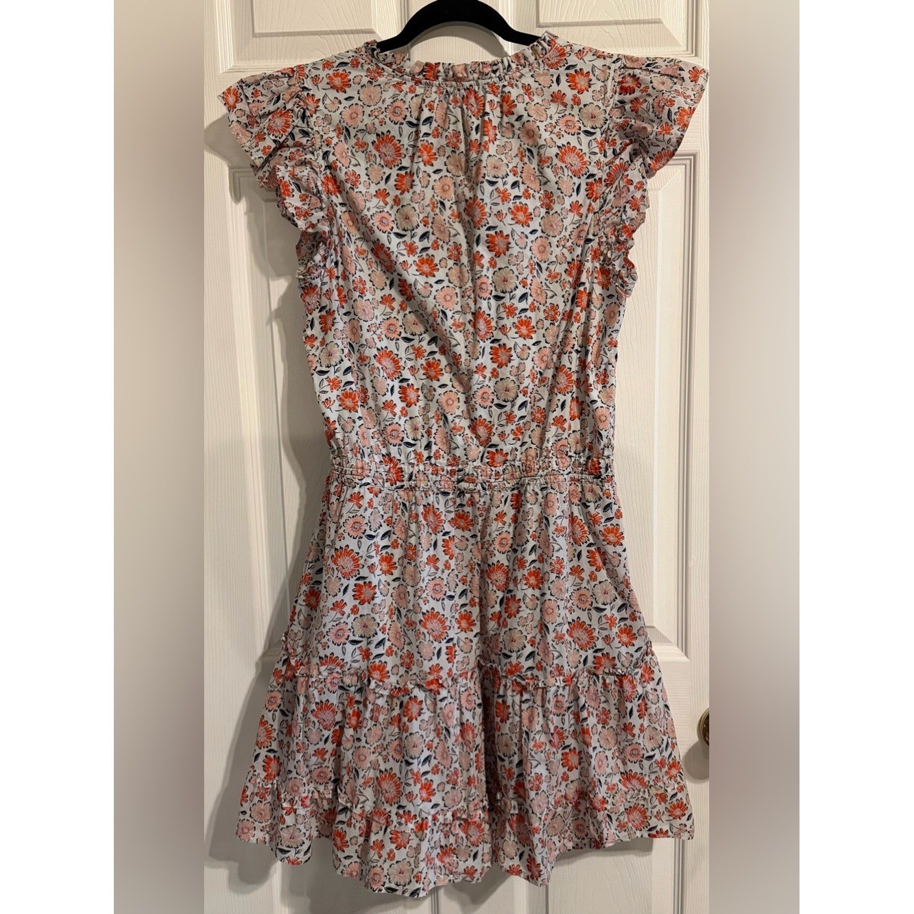 Vineyard Vines White Cotton Lined Dress with Subtle Floral Trim