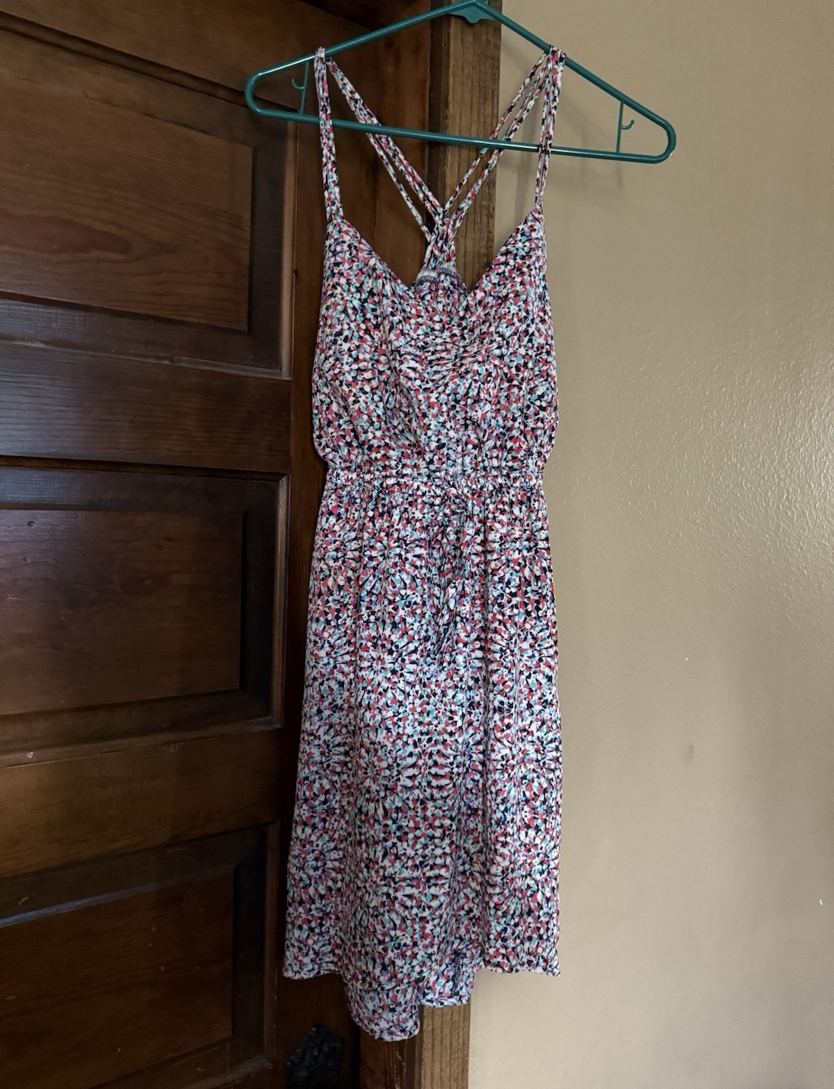 Lemongrass Multicolor Floral Woven Sundress V-Neck Spaghetti Strap Size M Poly