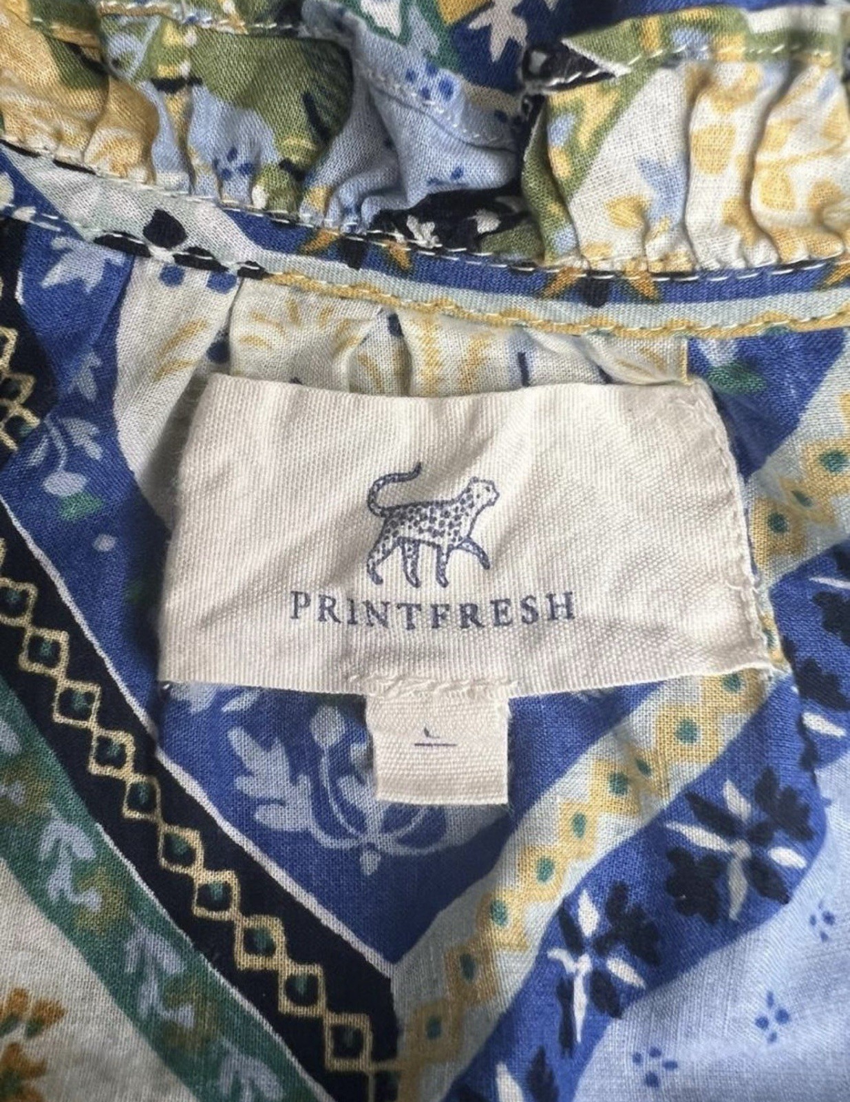 Printfresh The Devon Dress in High Horse Size Large OrganicCotton Has Small Hole