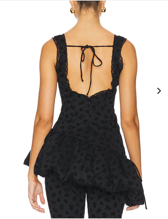 Free People For Love & Lemons Claira Asymmetric Black Mini Dress Top Size M NEW