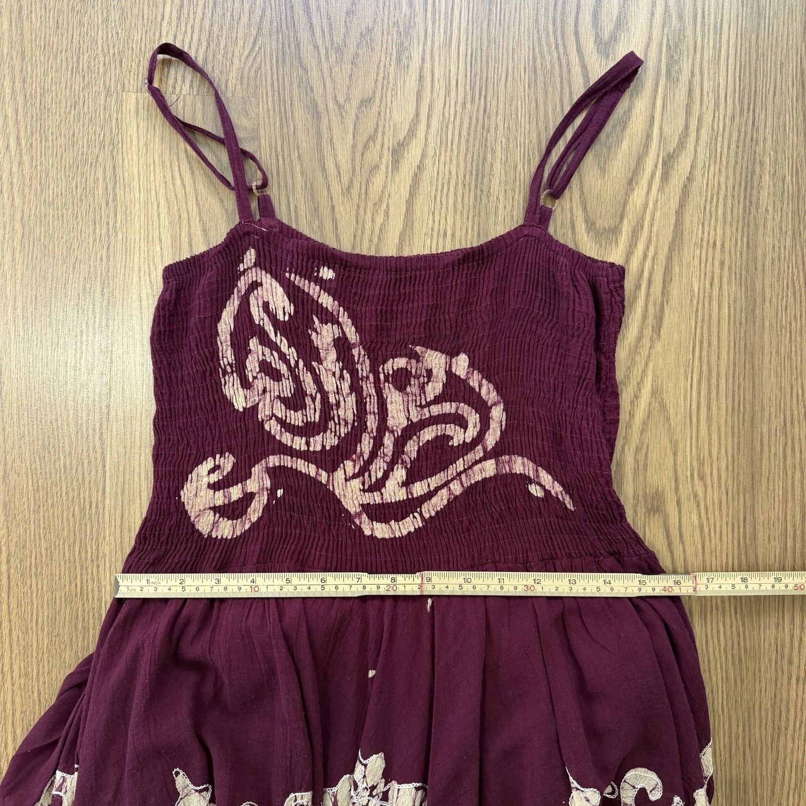 Advance Apparels Dress Womens One Size Burgundy Smocked Tiered Artsy Festival