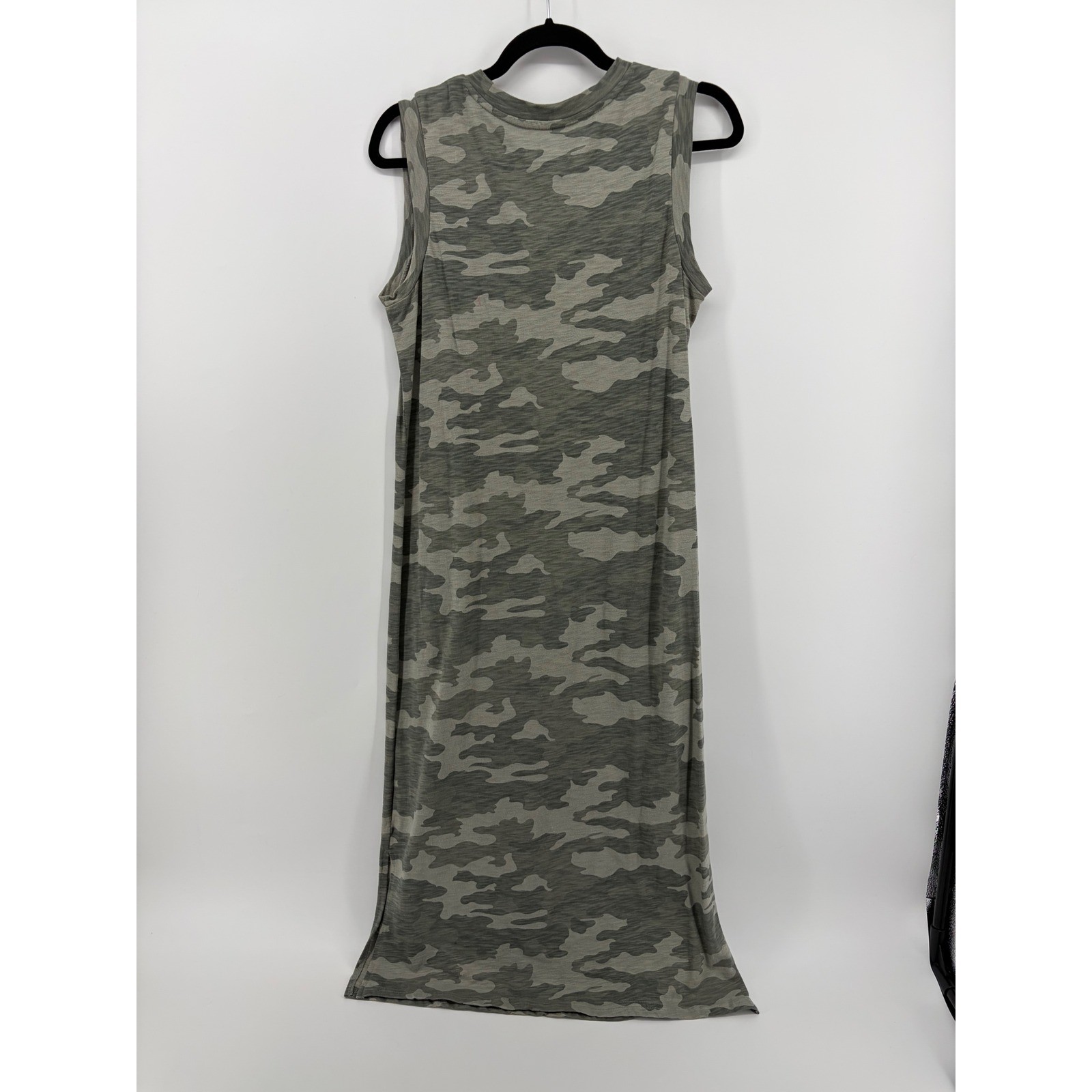Universal Thread Size Small Green Camo Sleeveless Cotton Slub Maxi T-Shirt Dress