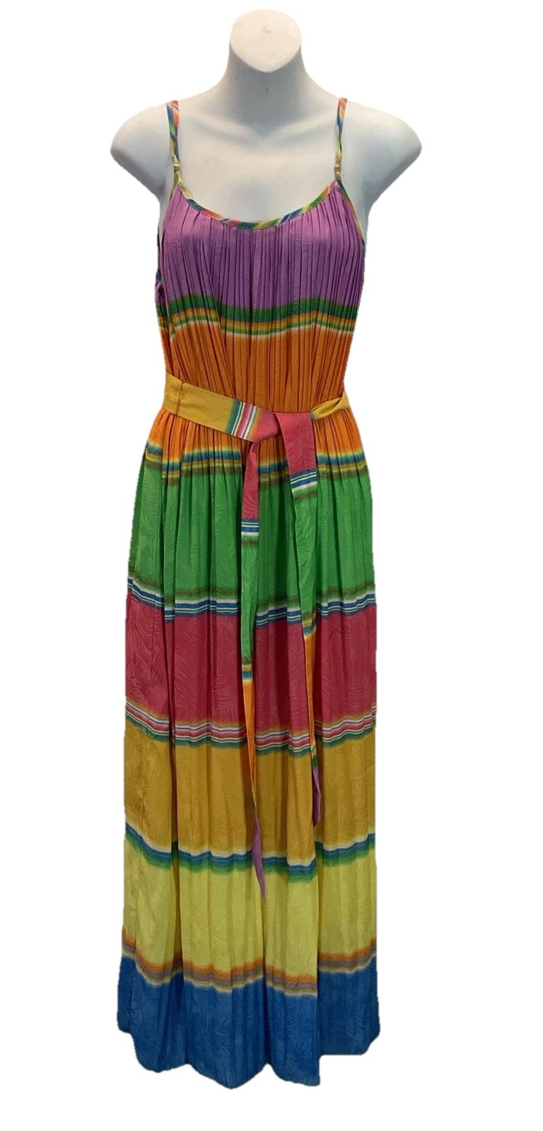 New Current Air Los Angeles Maxi Dress Live Life in Color Pleated Size M Easter