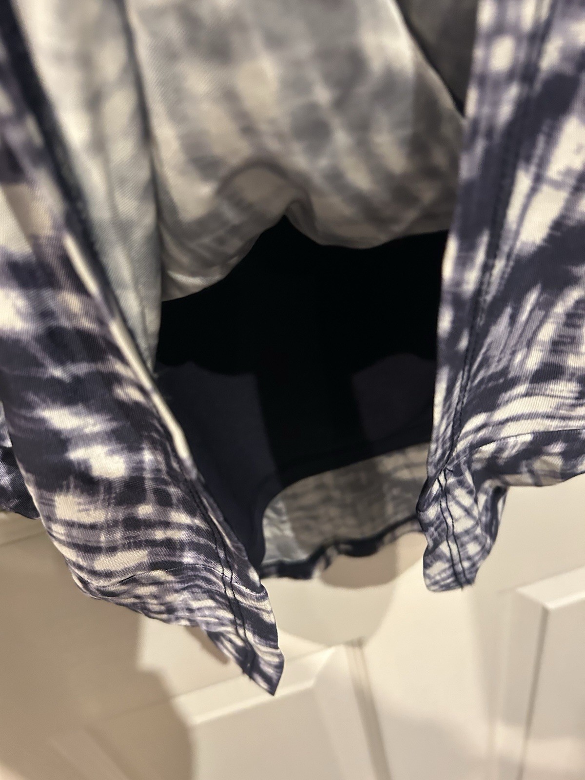 Ghost London Abstract Cowl Neck Midi Dress | Size 12 | Navy & White