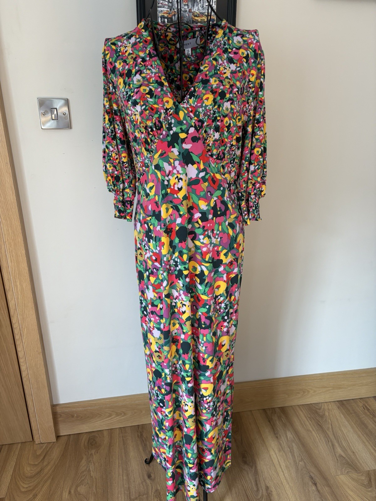 Next Women’s Multicolored Floral Dress In Size 10, Length 52 Inches.