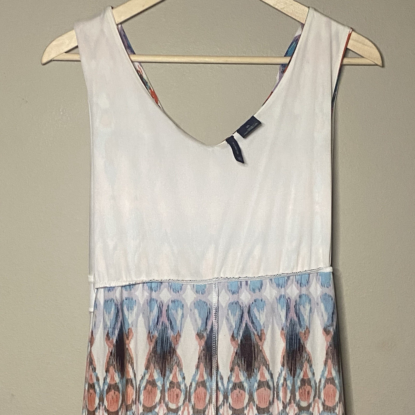 New Directions Sleeveless Bohemian Geometric Maxi Dress XL Pink Orange Blue