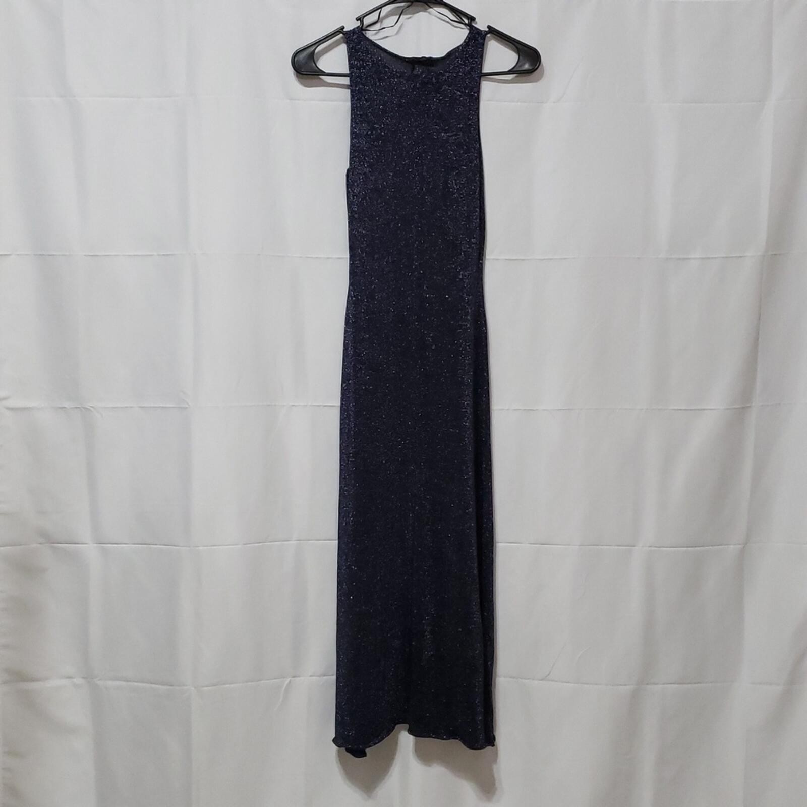 Zara Woman Blue Metallic Thread Knit Midi Dress.  Size: Small