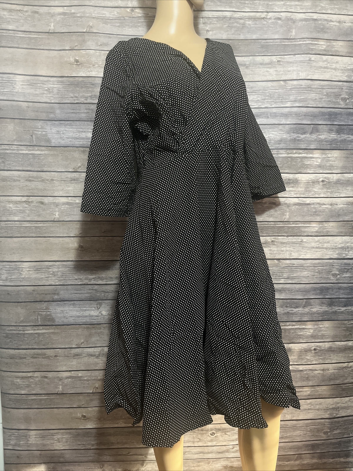 Gown Town 1950’s Style Party Dress Women’s Size XXL Black With White Polka Dots