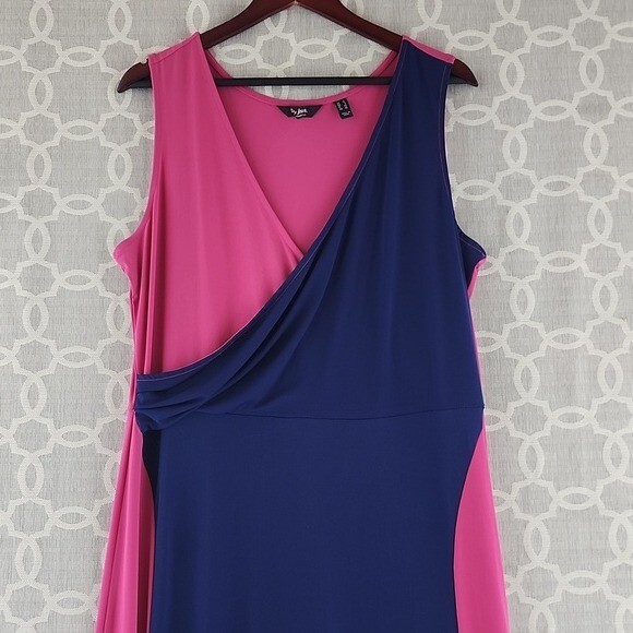 EUC Du Jour Sleeveless Color-Blocked Wrap Slip Maxi Dress Size L 0286