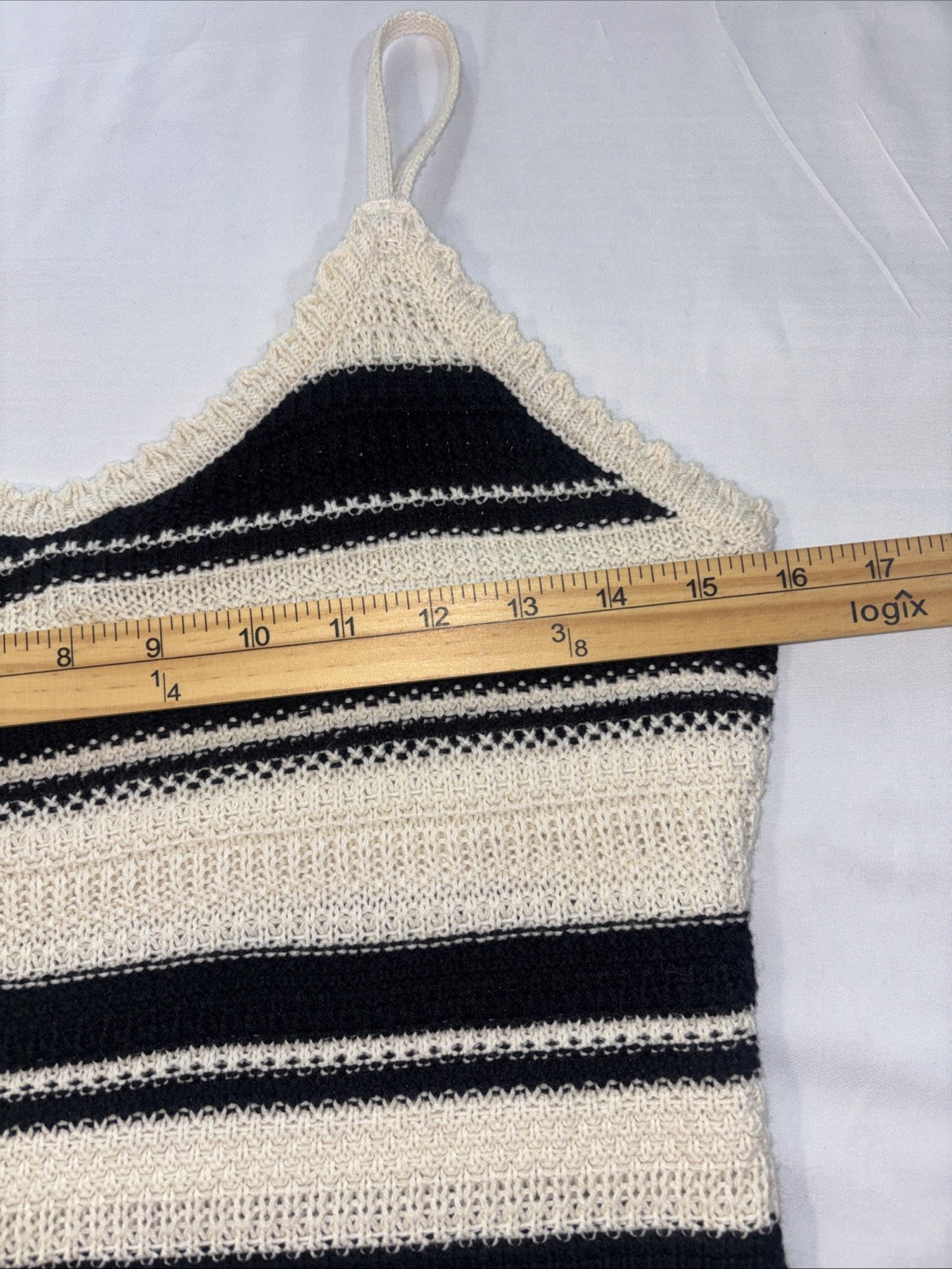 Freshman 1996 Crochet Dress Medium Striped Boho Maxi Stretch Beach Vacation