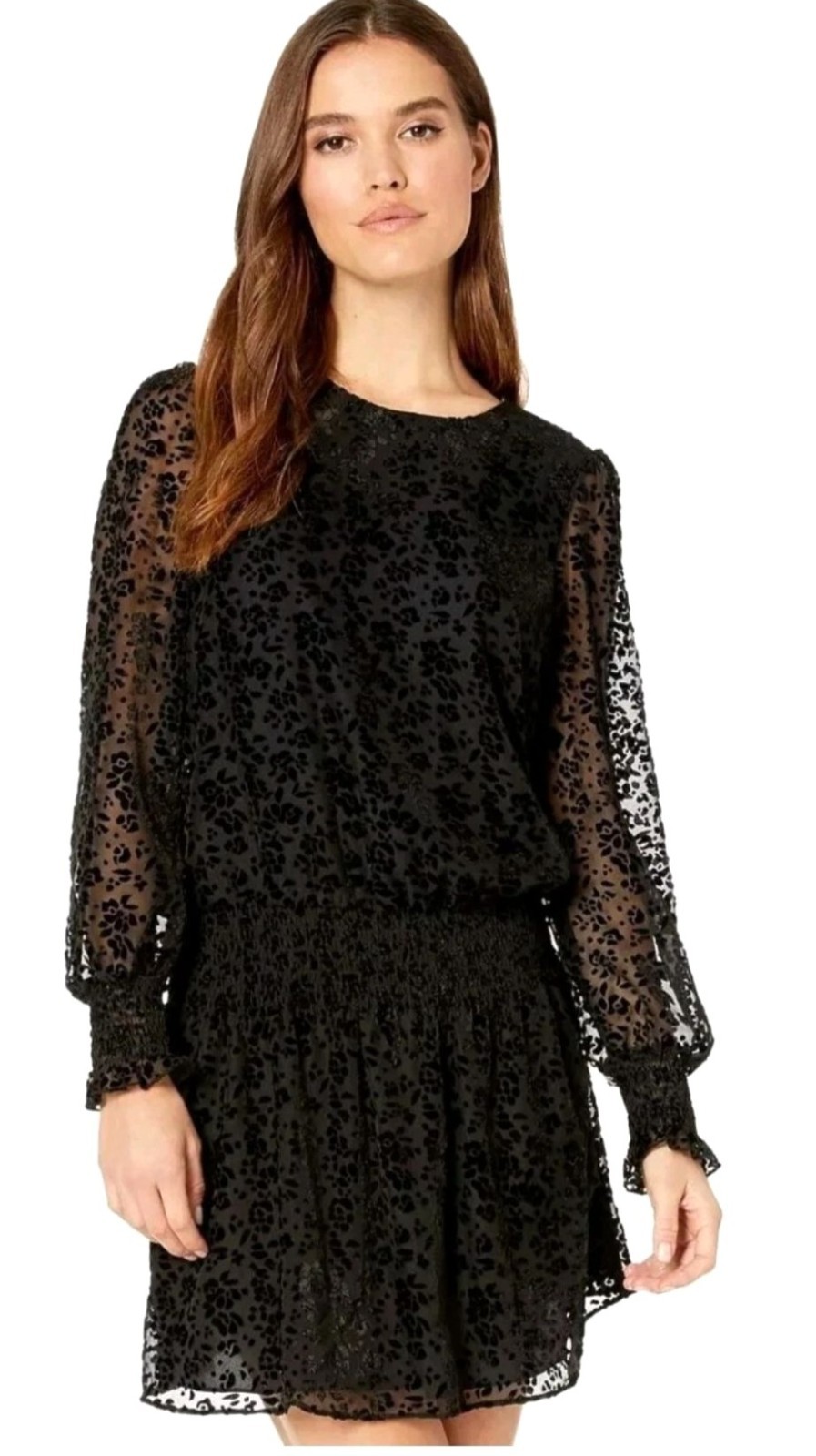 Parker Carmindy Burnout Velvet Mini Dress Medium Black Whimsigoth Frilly