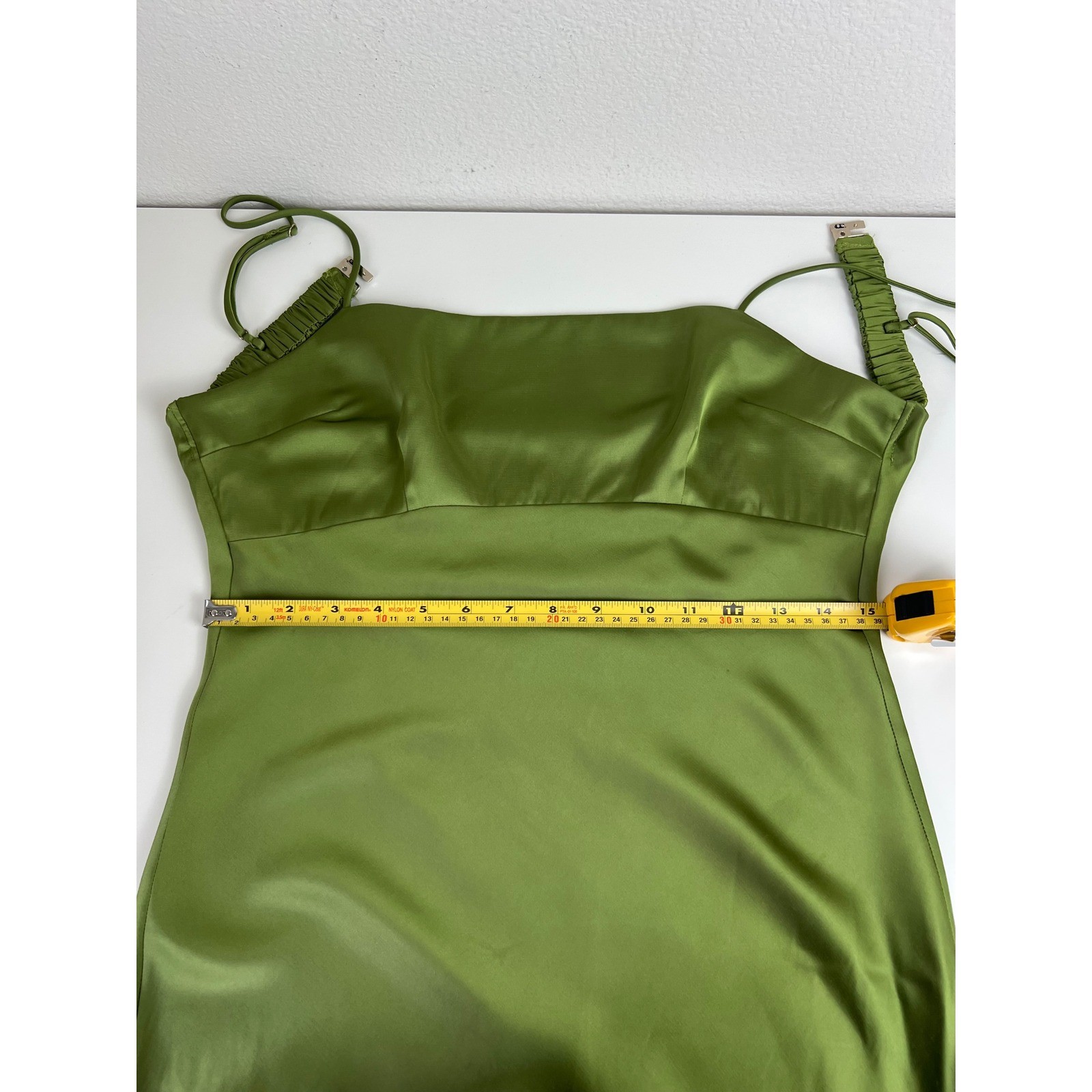 Abercrombie & Fitch Satin Slip Maxi Dress S Olive Open Cowl Back Wedding Guest