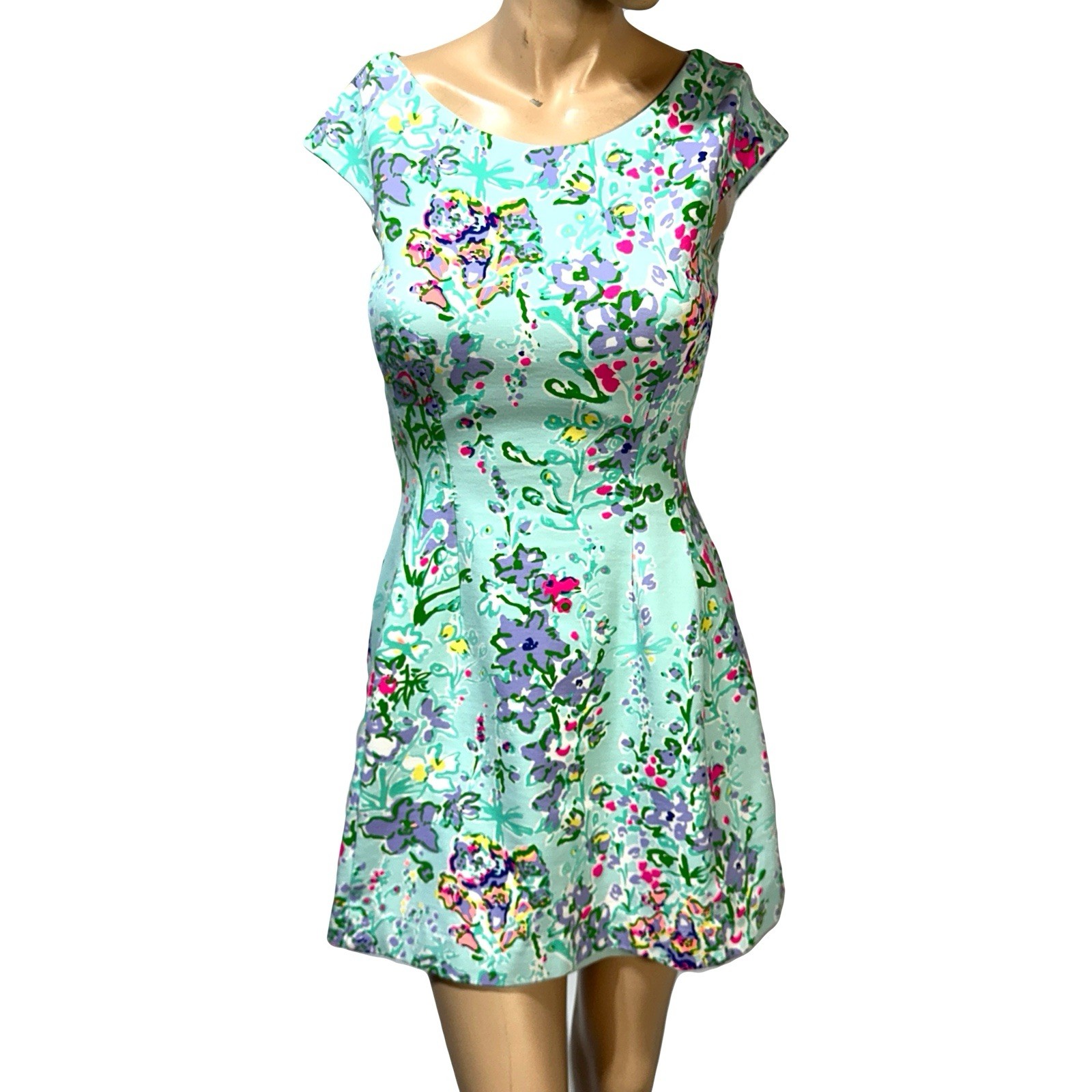 Lilly Pulitzer Briella Poolside Blue Southern Charm Dress Size XS Fit & Flare