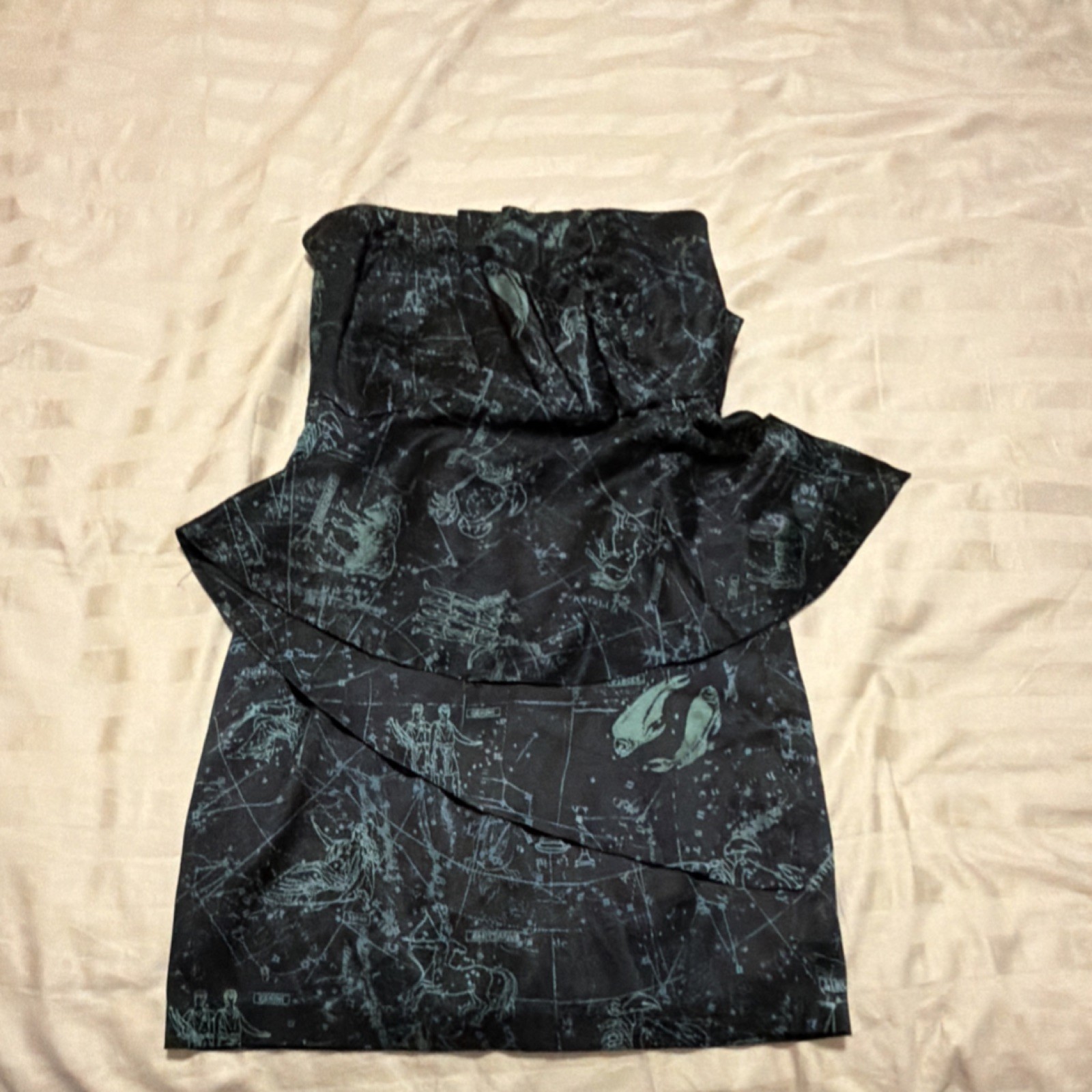 Affliction Black Premium Mini Dress Constellation Strapless Black Green Size 2