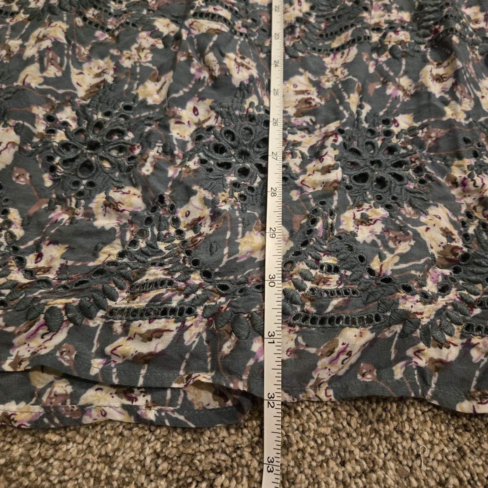 Sundance Dress Womens L Blue Ditzy Floral Peasant Boho Prairie Eyelet Cowgirl