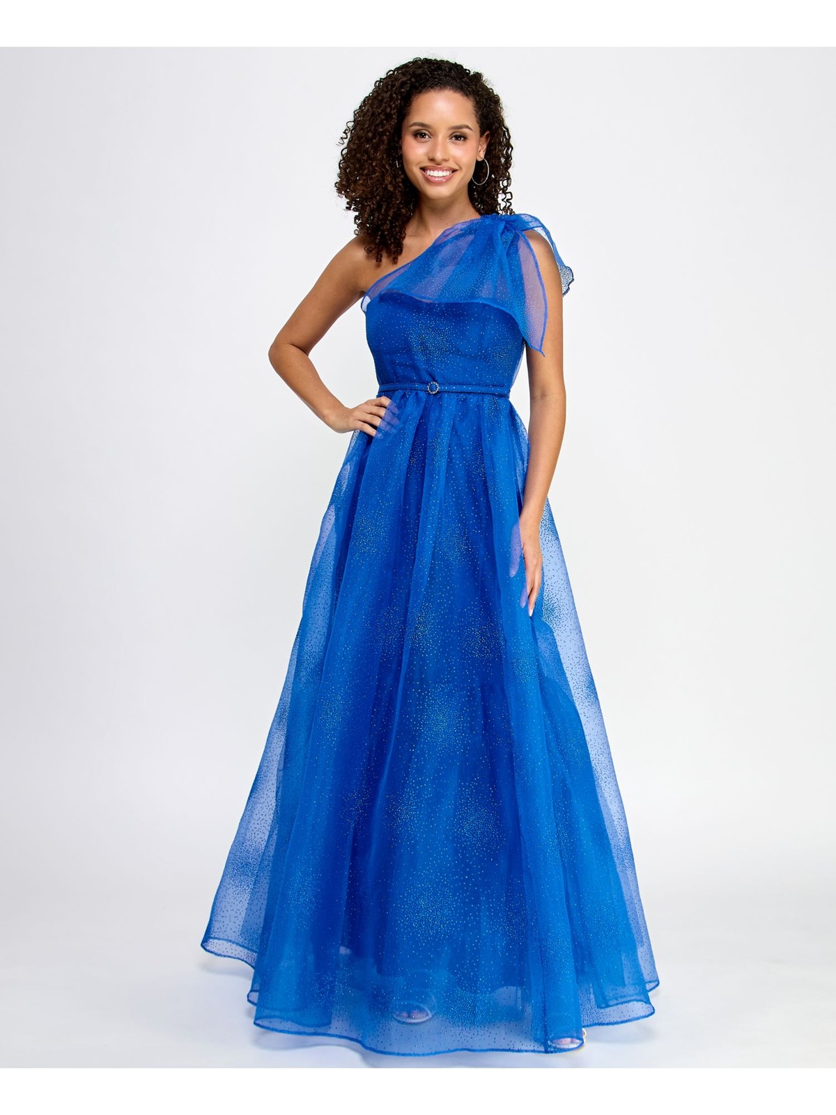 VIOLET WEEKEND Womens Dress Blue Belted Formal Tulle Sash Juniors 34