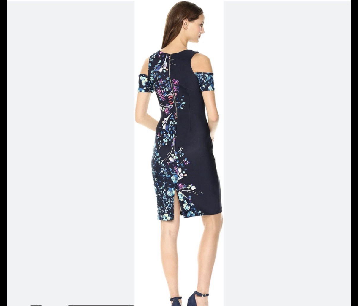 RACHEL ROY COLD SHOULDER SCUBA FLORAL SHEATH DRESS Size Xs